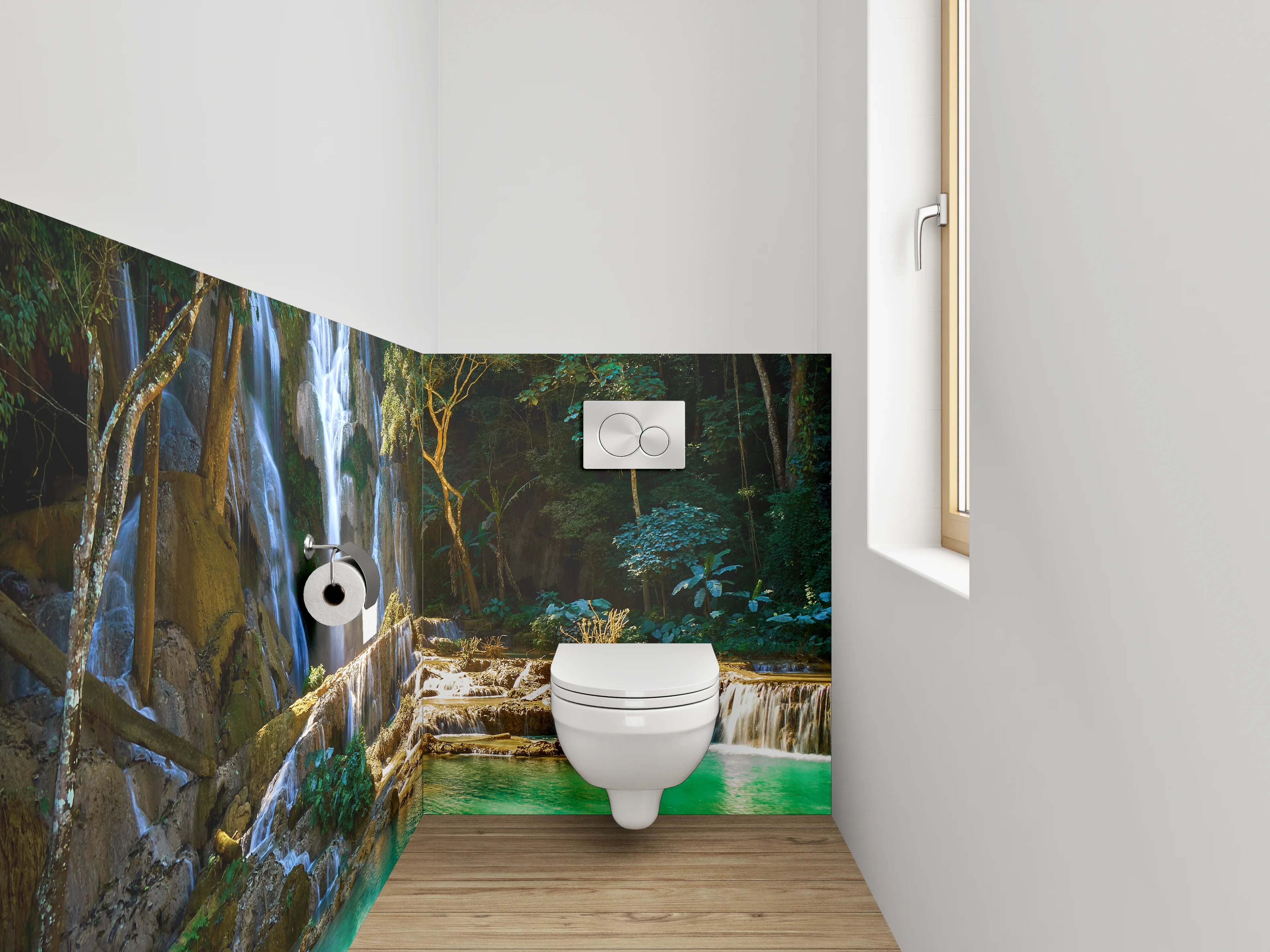 WC-Rückwand - Erfrischender Wasserfall im Dschungel