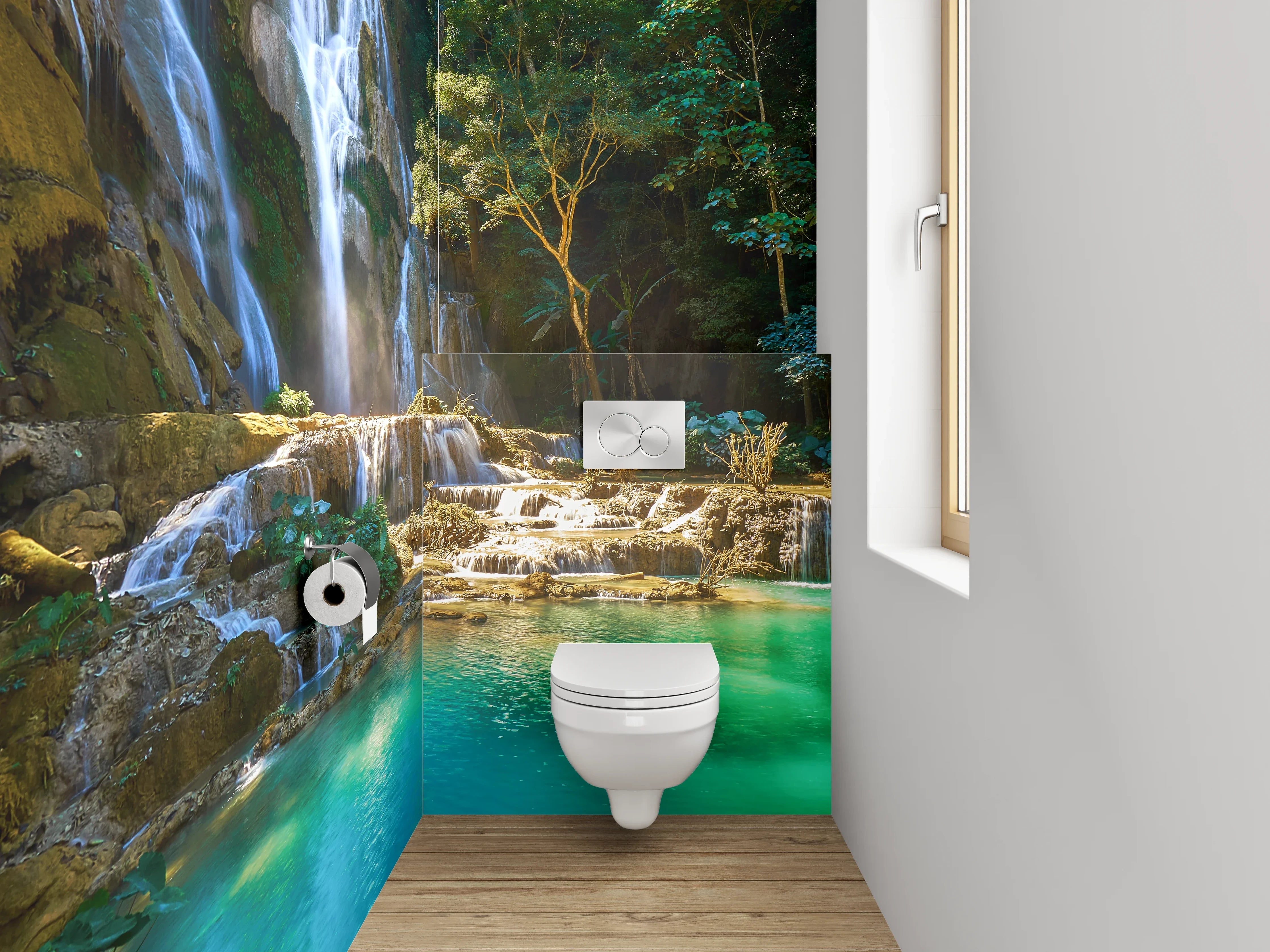 WC-Rückwand - Erfrischender Wasserfall im Dschungel