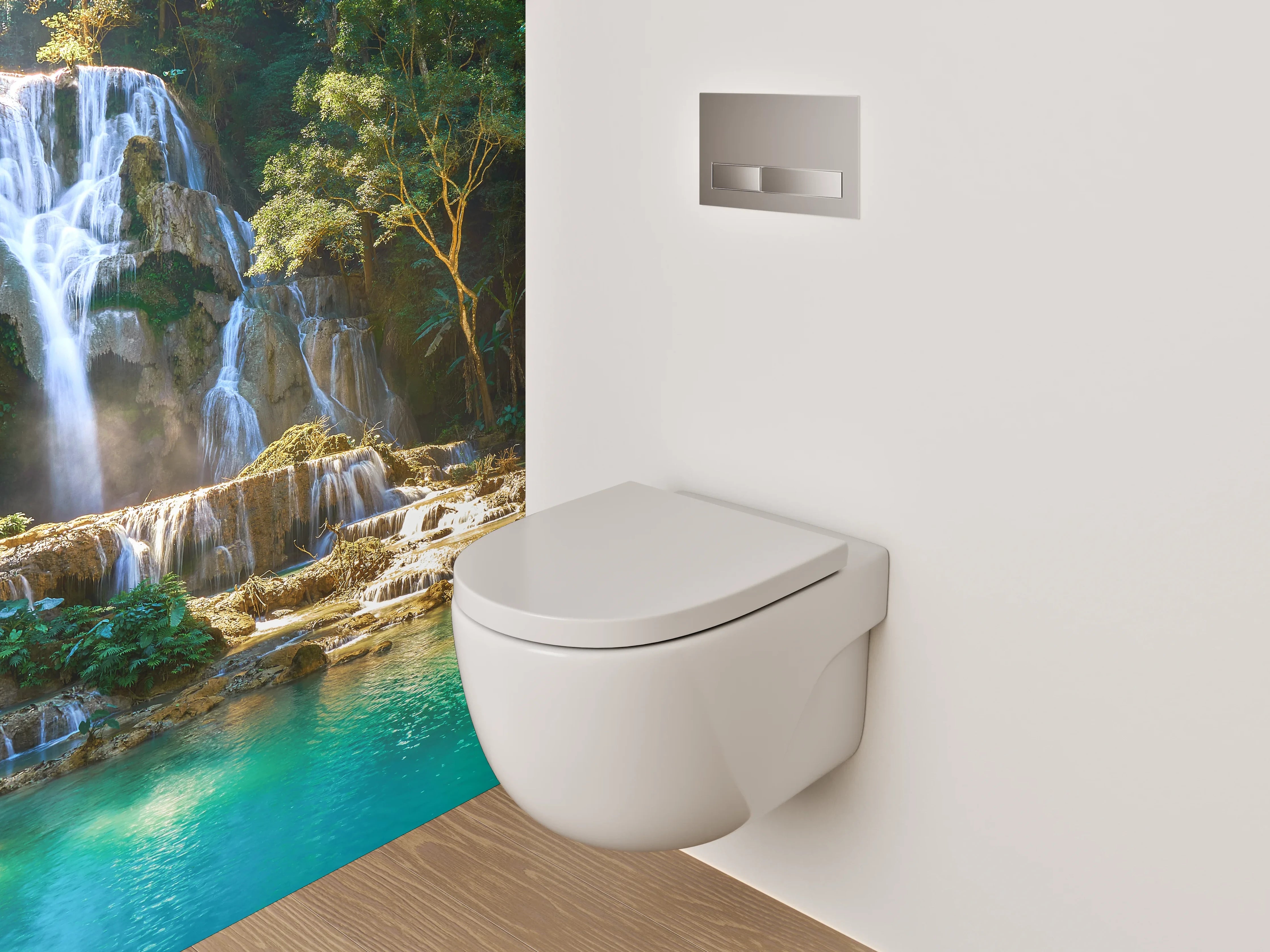 WC-Rückwand - Erfrischender Wasserfall im Dschungel