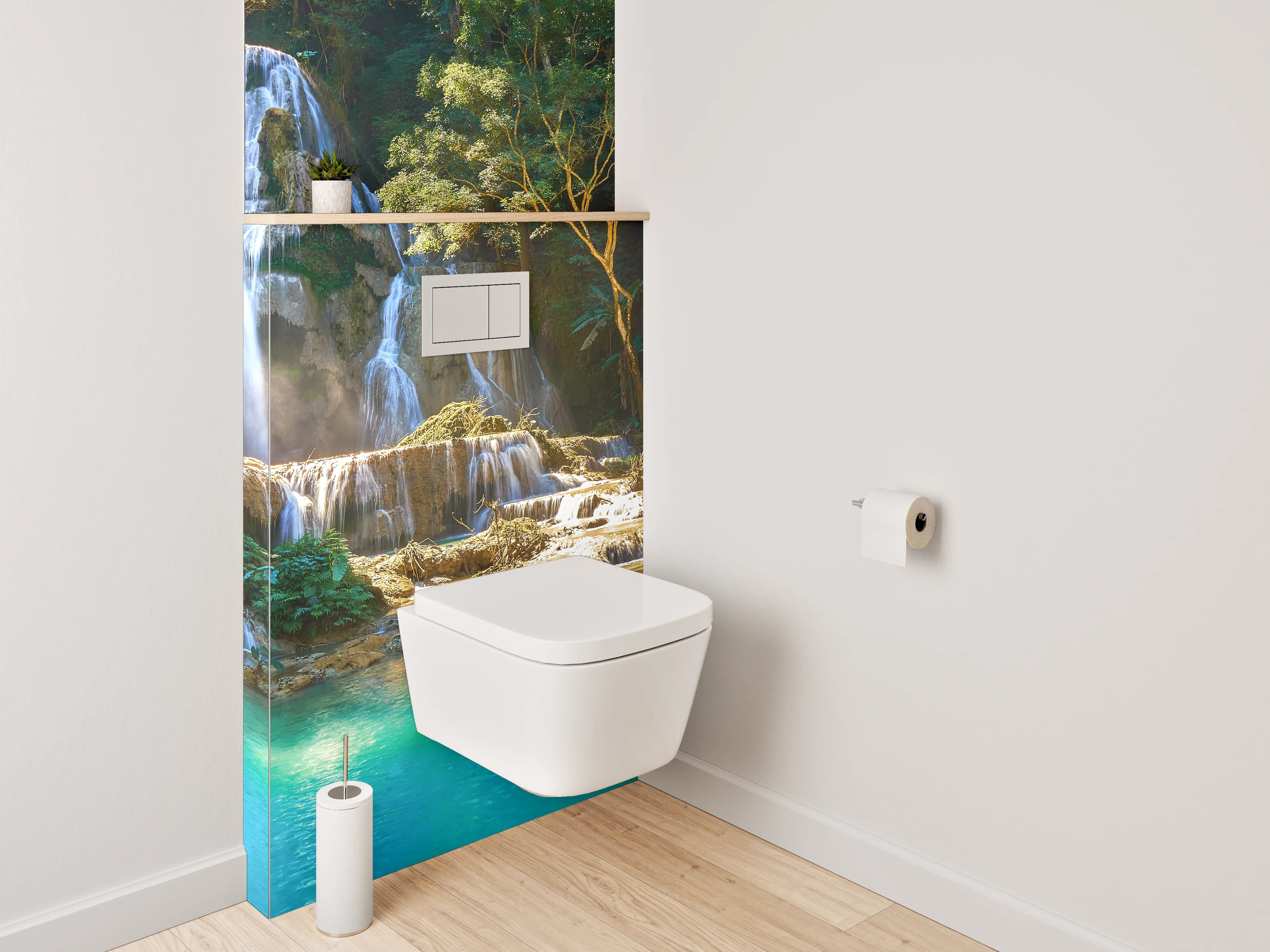 WC-Rückwand - Erfrischender Wasserfall im Dschungel
