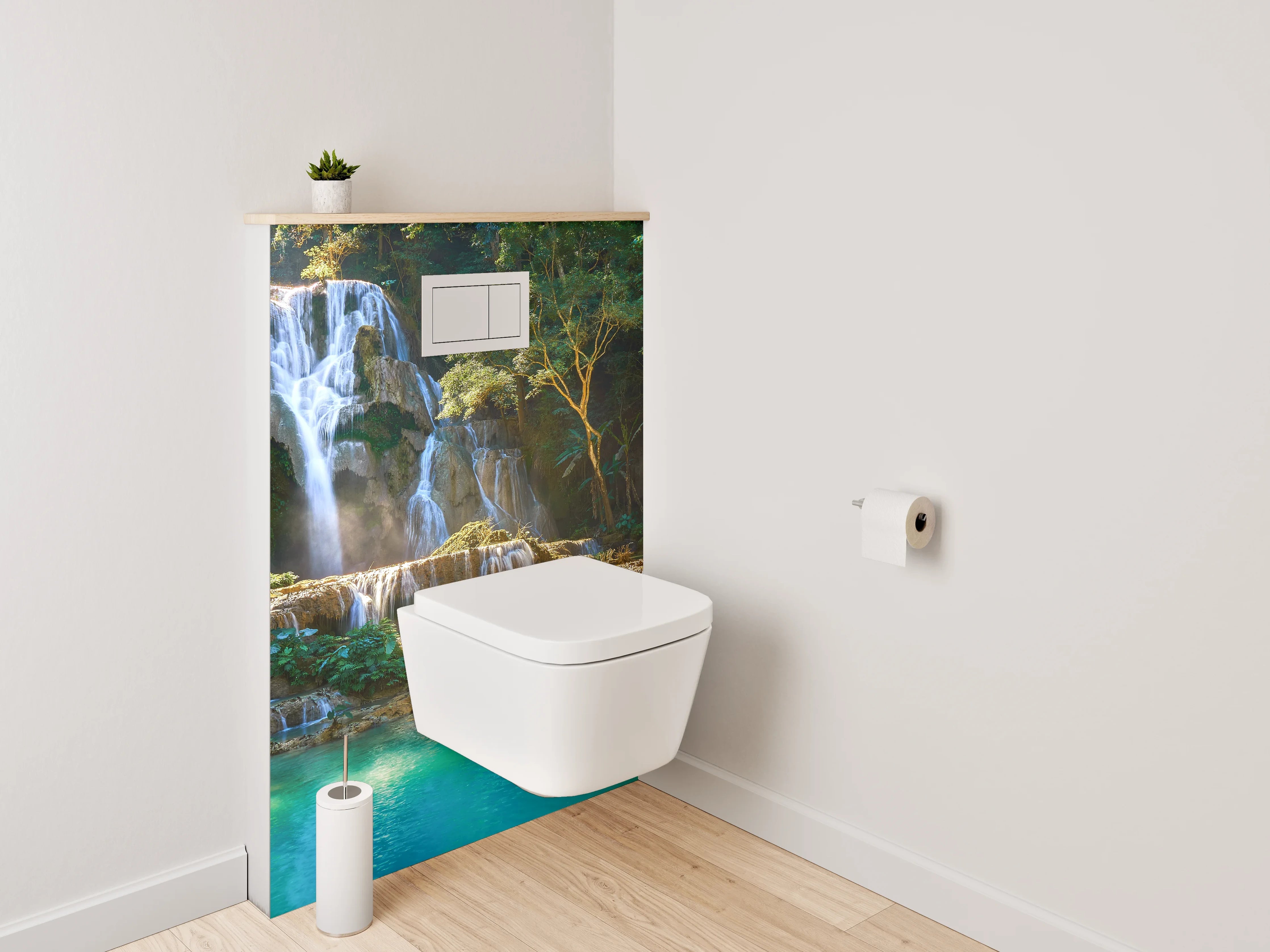 WC-Rückwand - Erfrischender Wasserfall im Dschungel