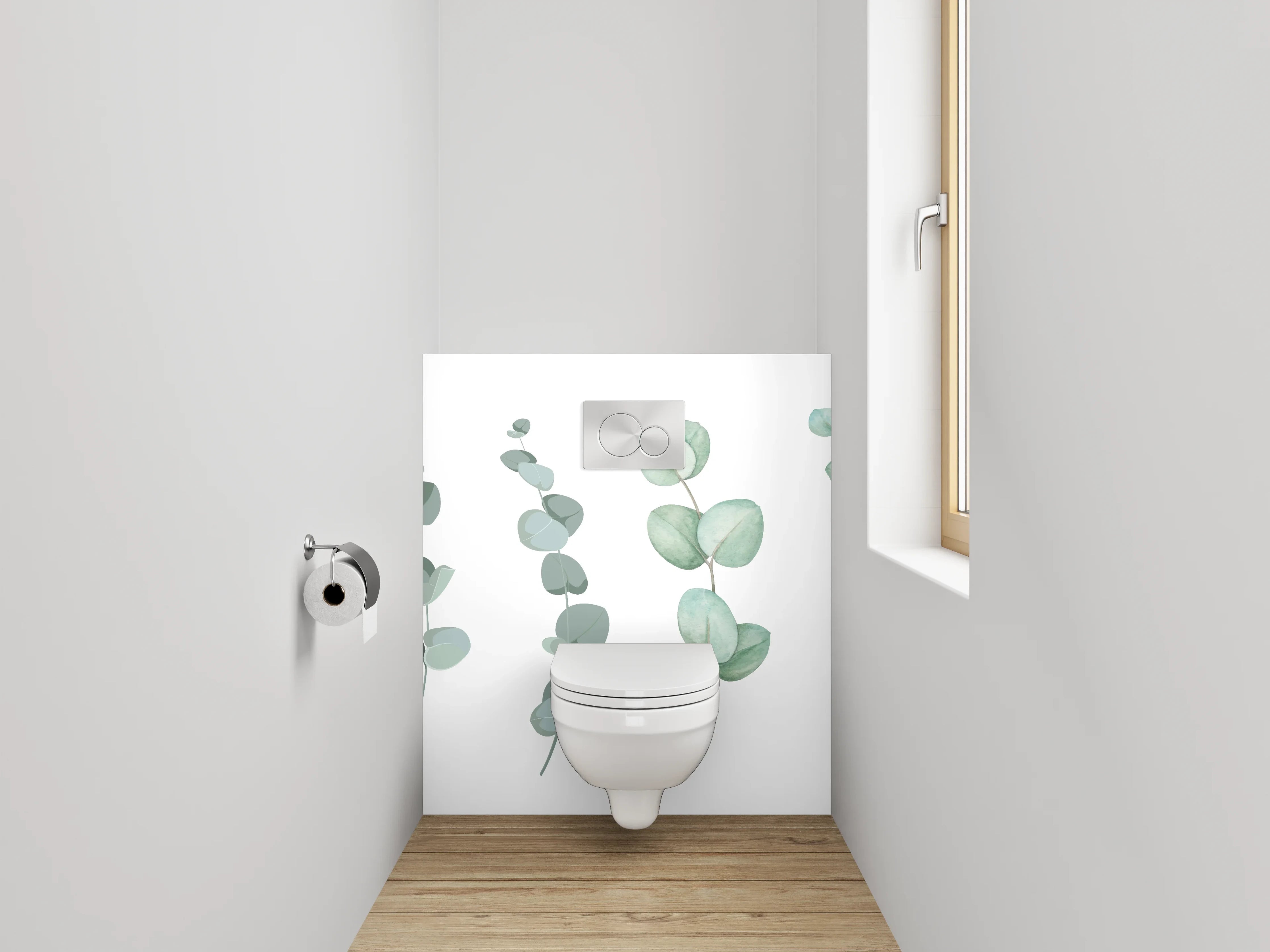 WC-Rückwand - Eukalyptus Aquarell Lineart Pflanzen