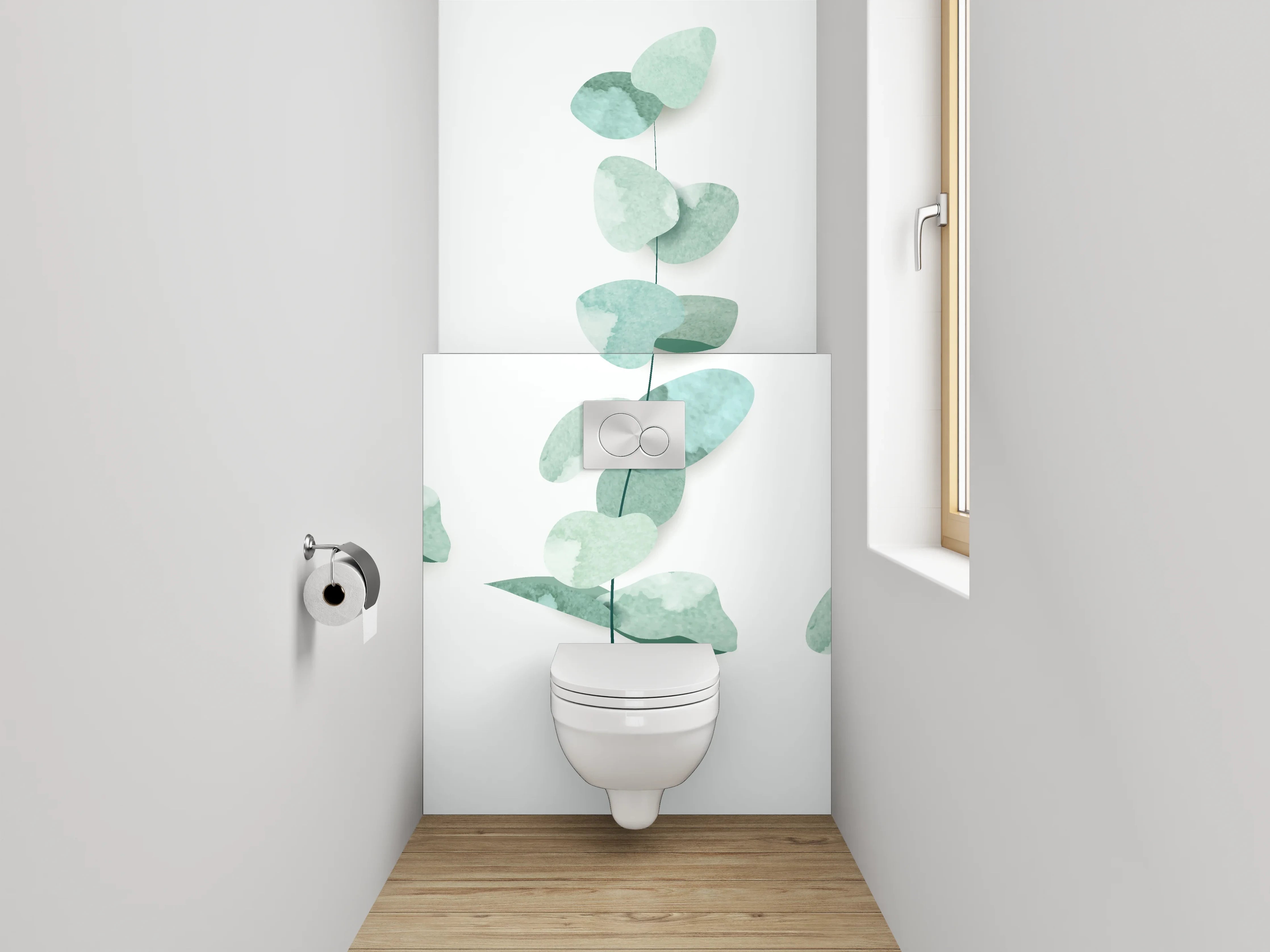 WC-Rückwand - Eukalyptus Aquarell Modern