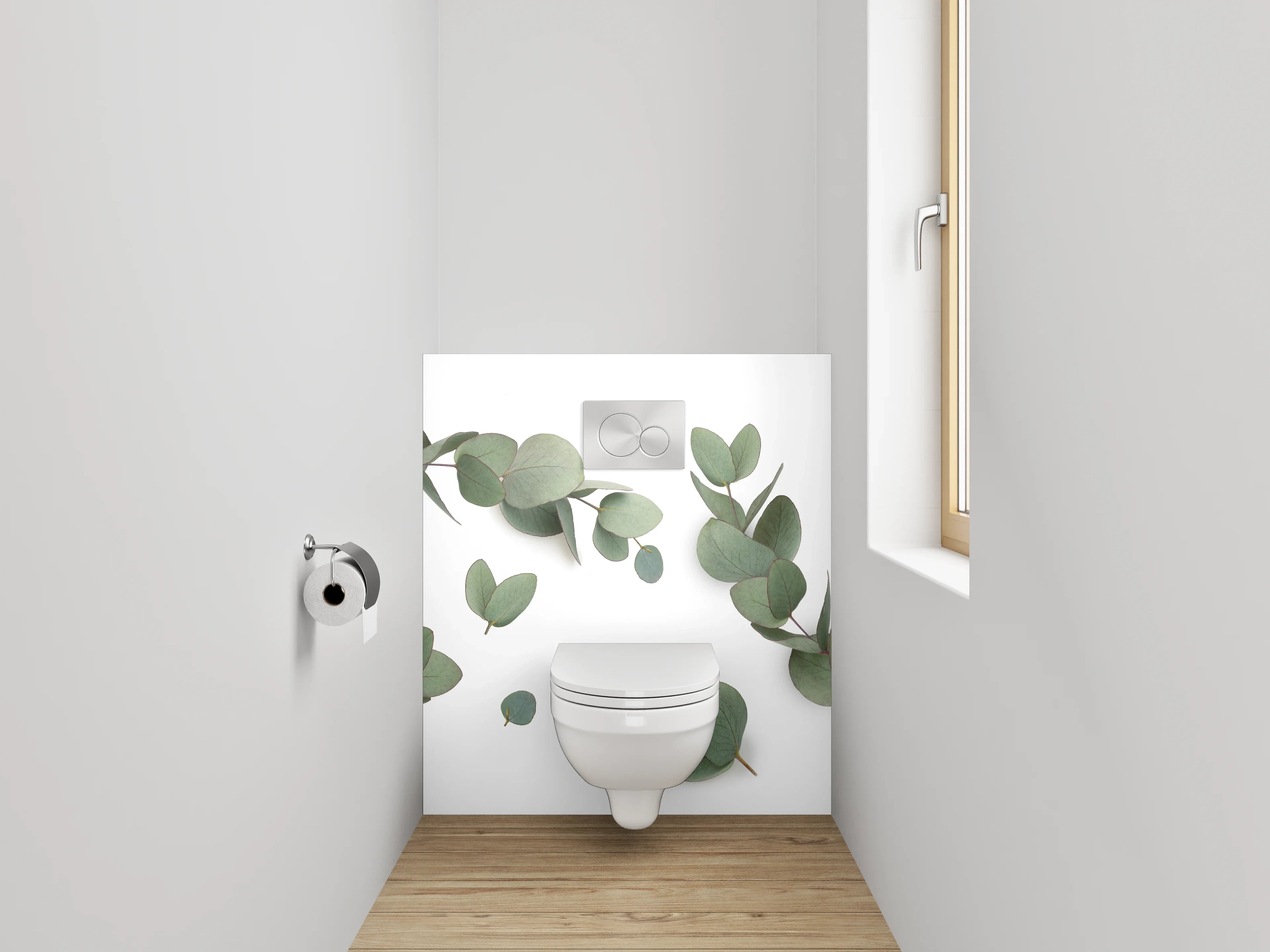 WC-Rückwand - Eukalyptus Blätter Minimal Design