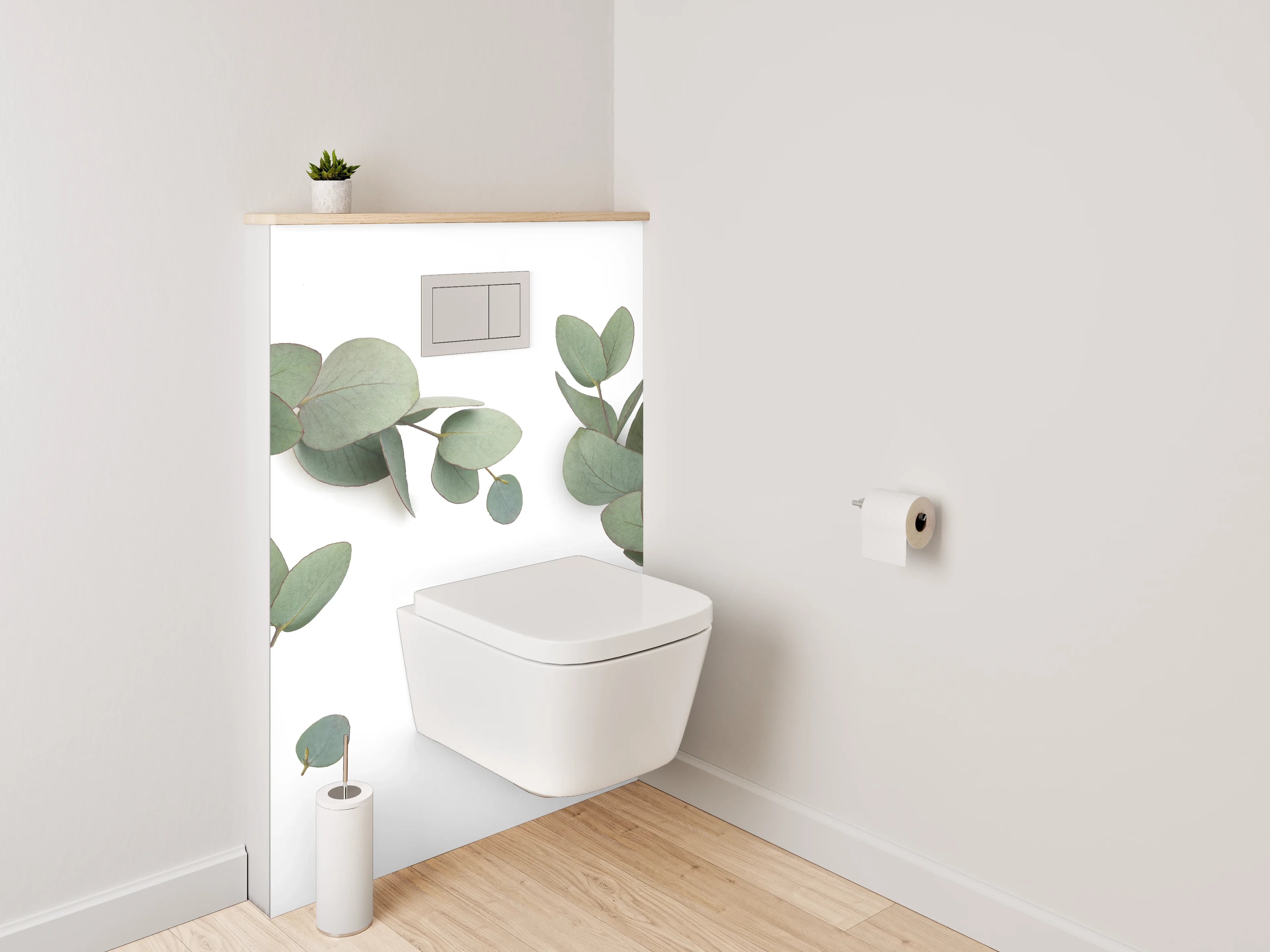 WC-Rückwand - Eukalyptus Blätter Minimal Design