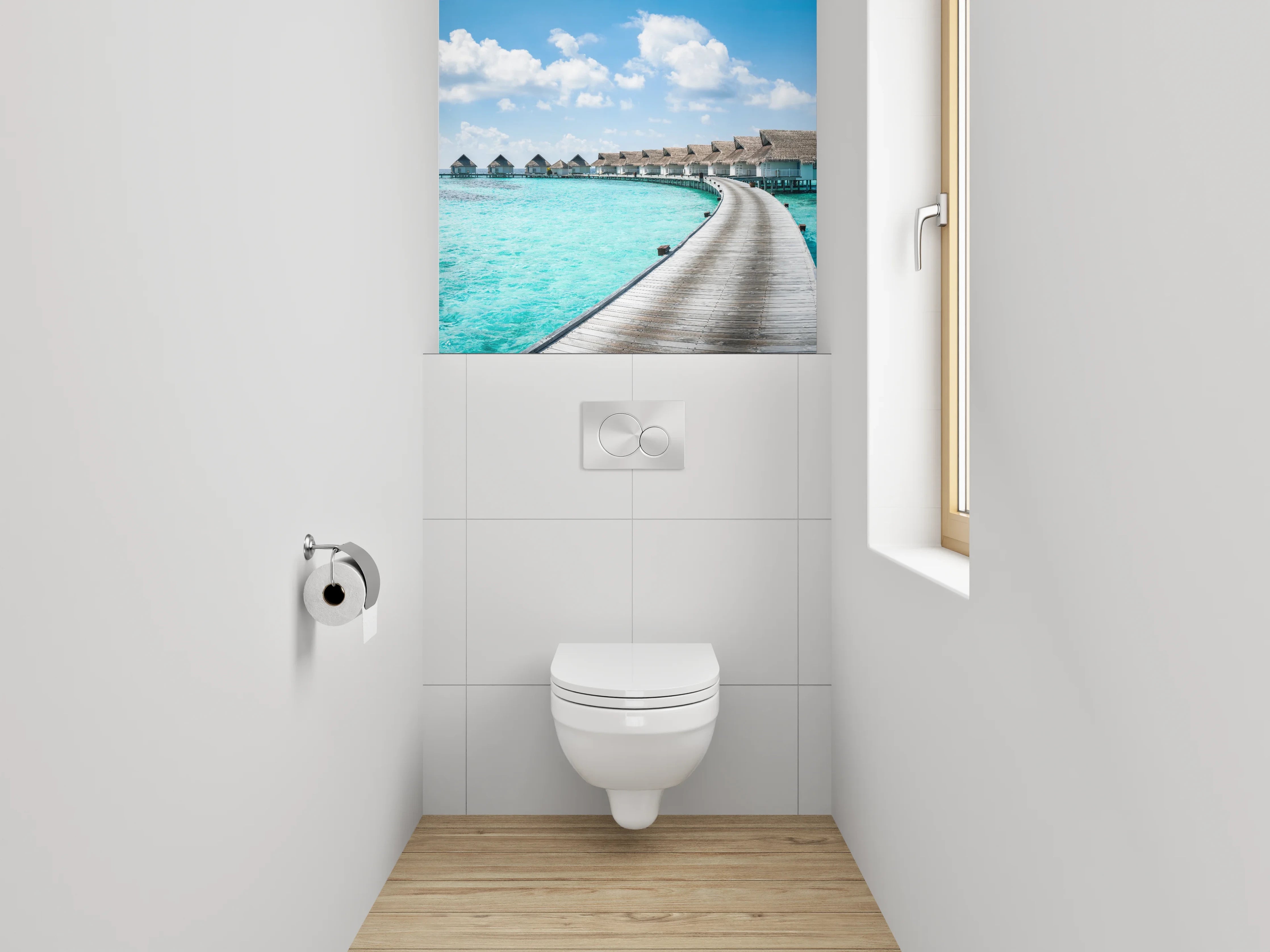 WC-Rückwand - Exklusive Malediven Wasserbungalows Fotomotiv