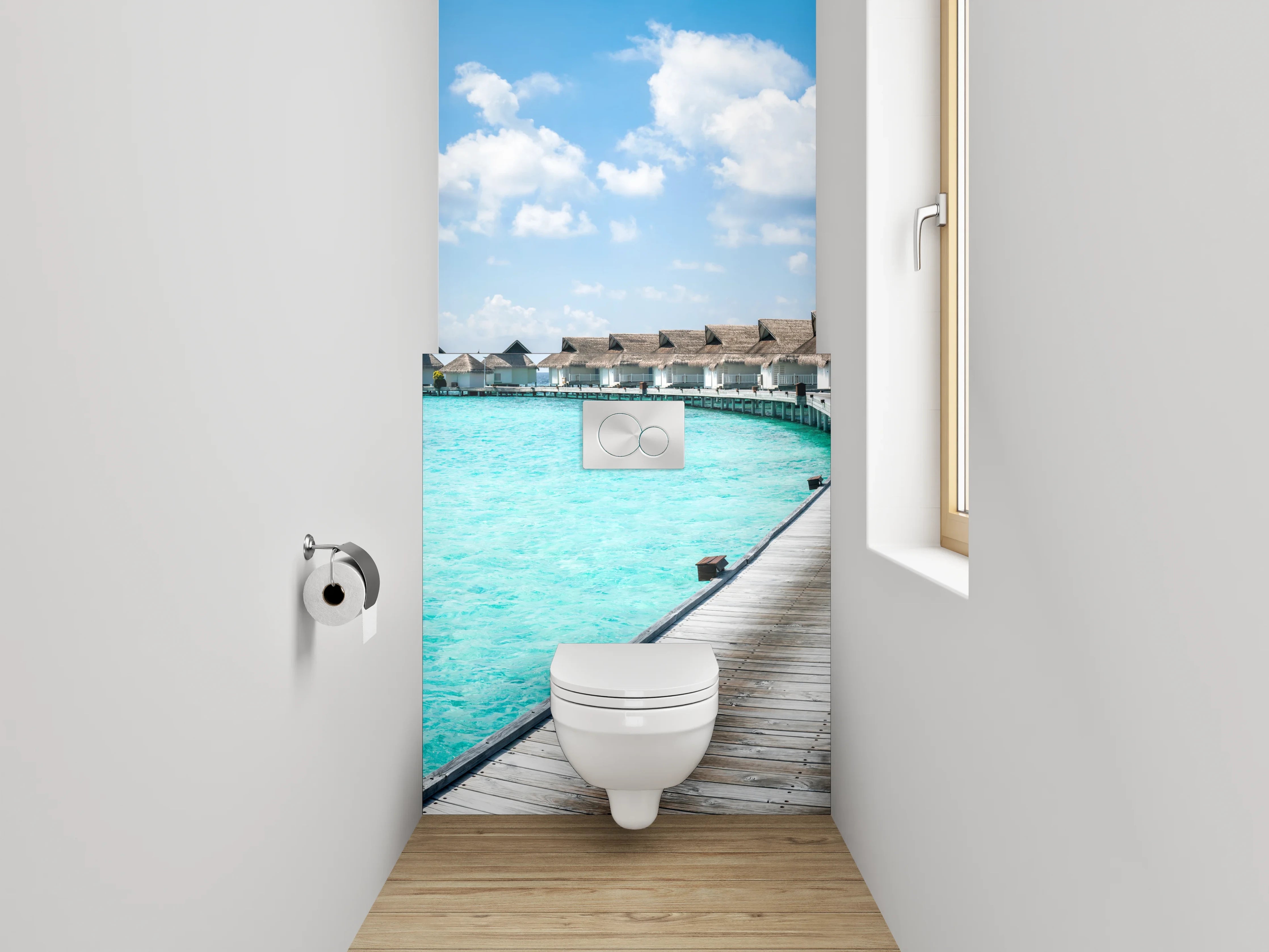 WC-Rückwand - Exklusive Malediven Wasserbungalows Fotomotiv