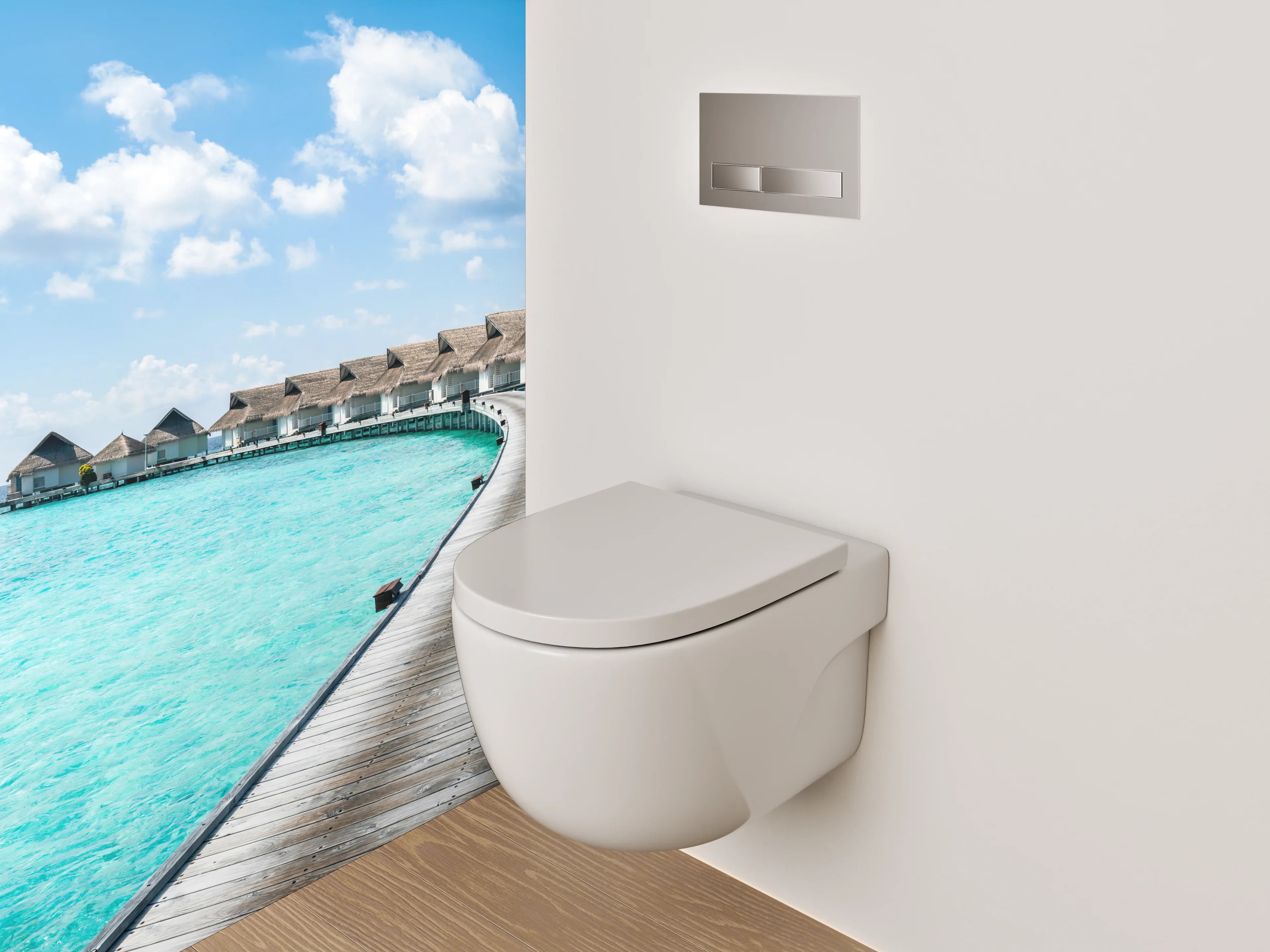 WC-Rückwand - Exklusive Malediven Wasserbungalows Fotomotiv