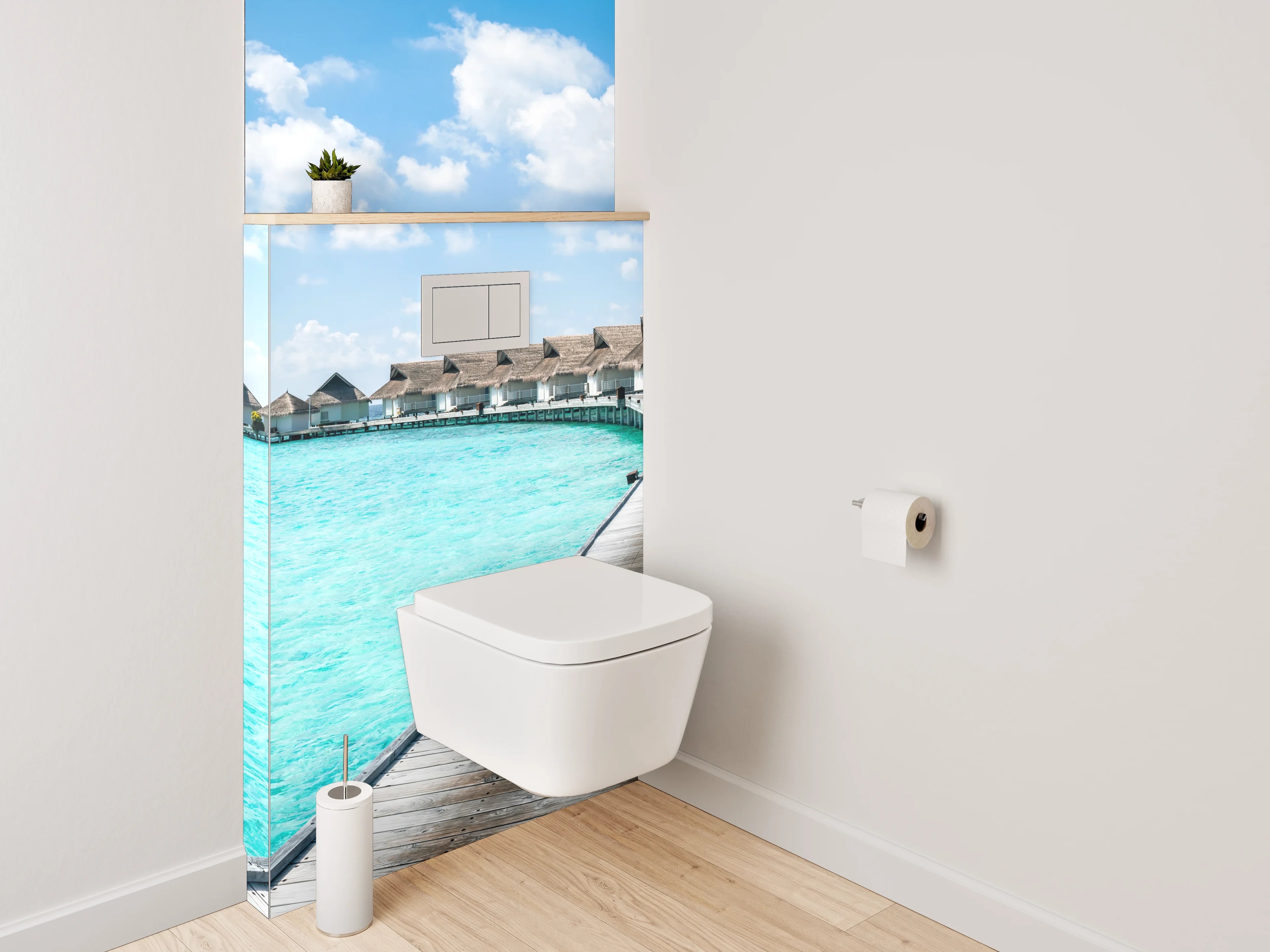 WC-Rückwand - Exklusive Malediven Wasserbungalows Fotomotiv