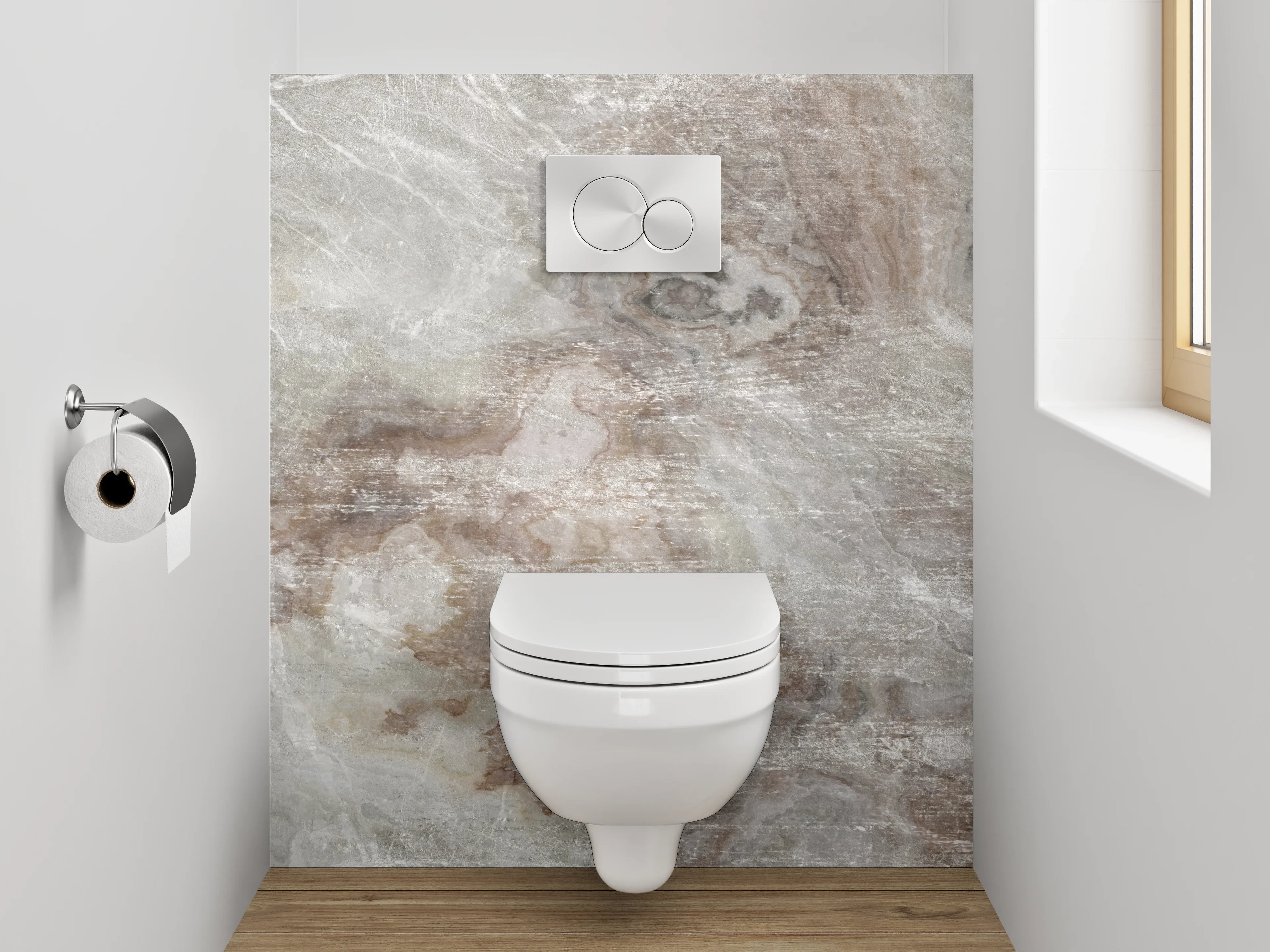 WC-Rückwand - Exklusive Marmoroptik Weiß Grau Braun