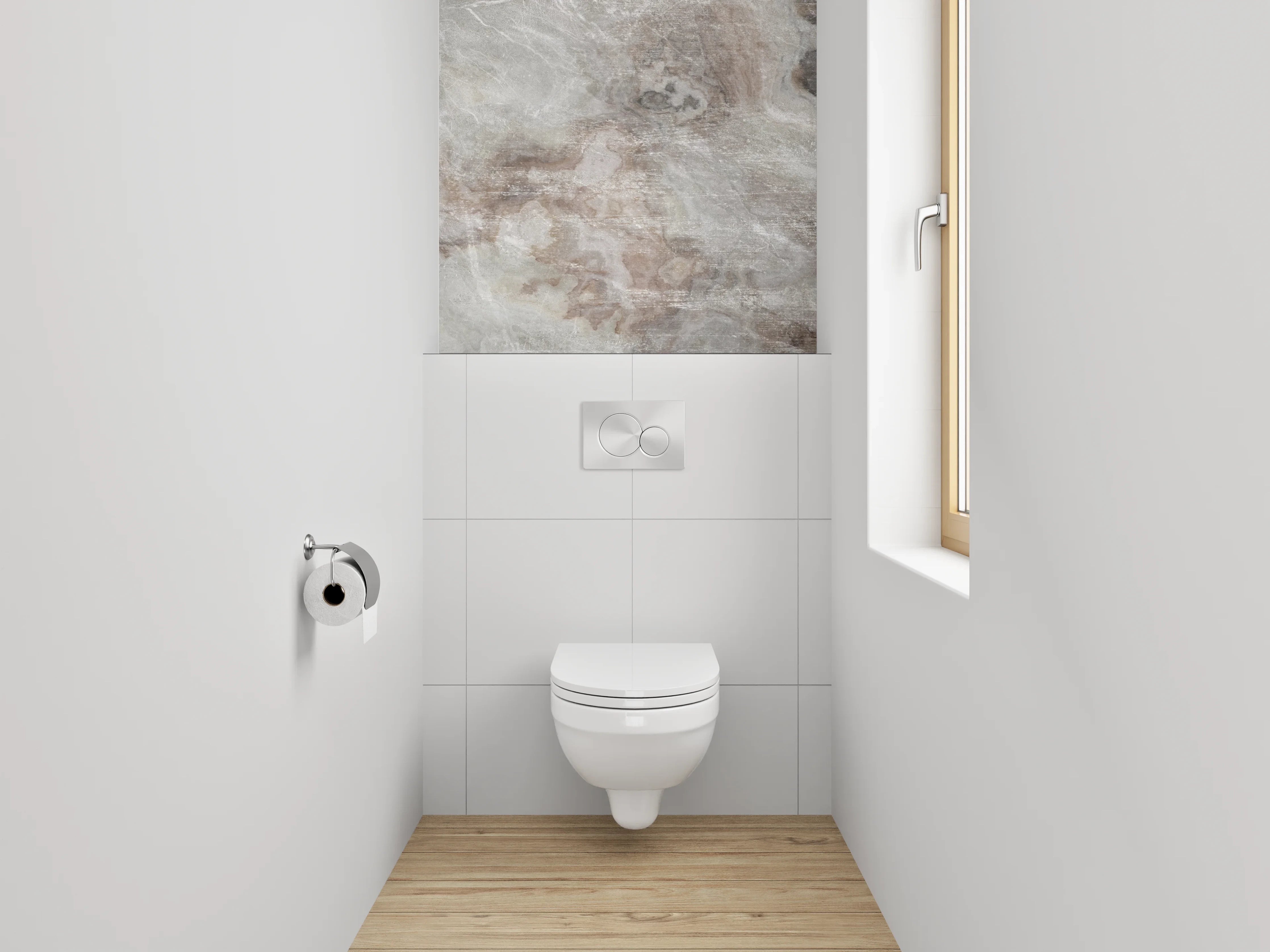 WC-Rückwand - Exklusive Marmoroptik Weiß Grau Braun