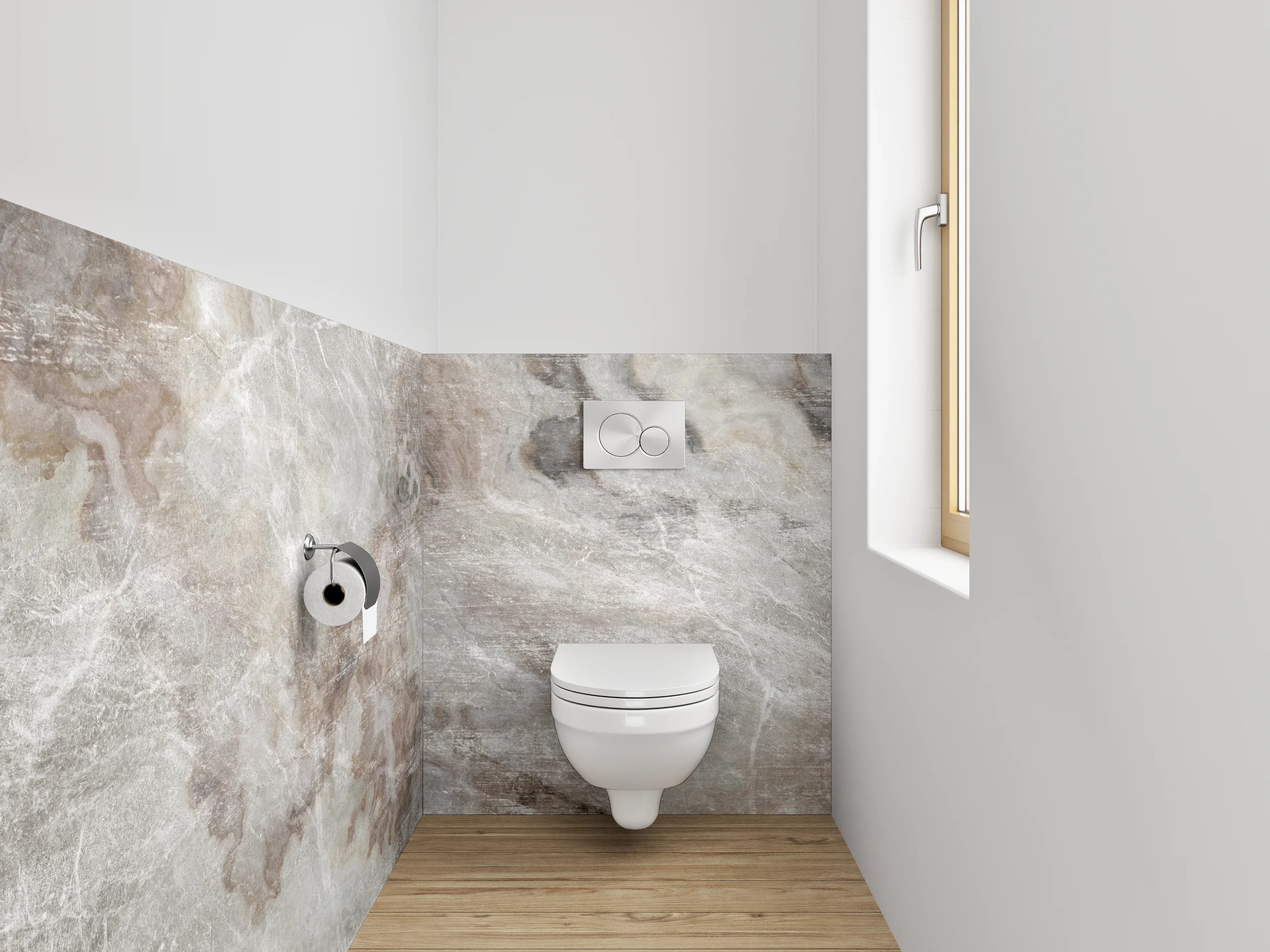 WC-Rückwand - Exklusive Marmoroptik Weiß Grau Braun