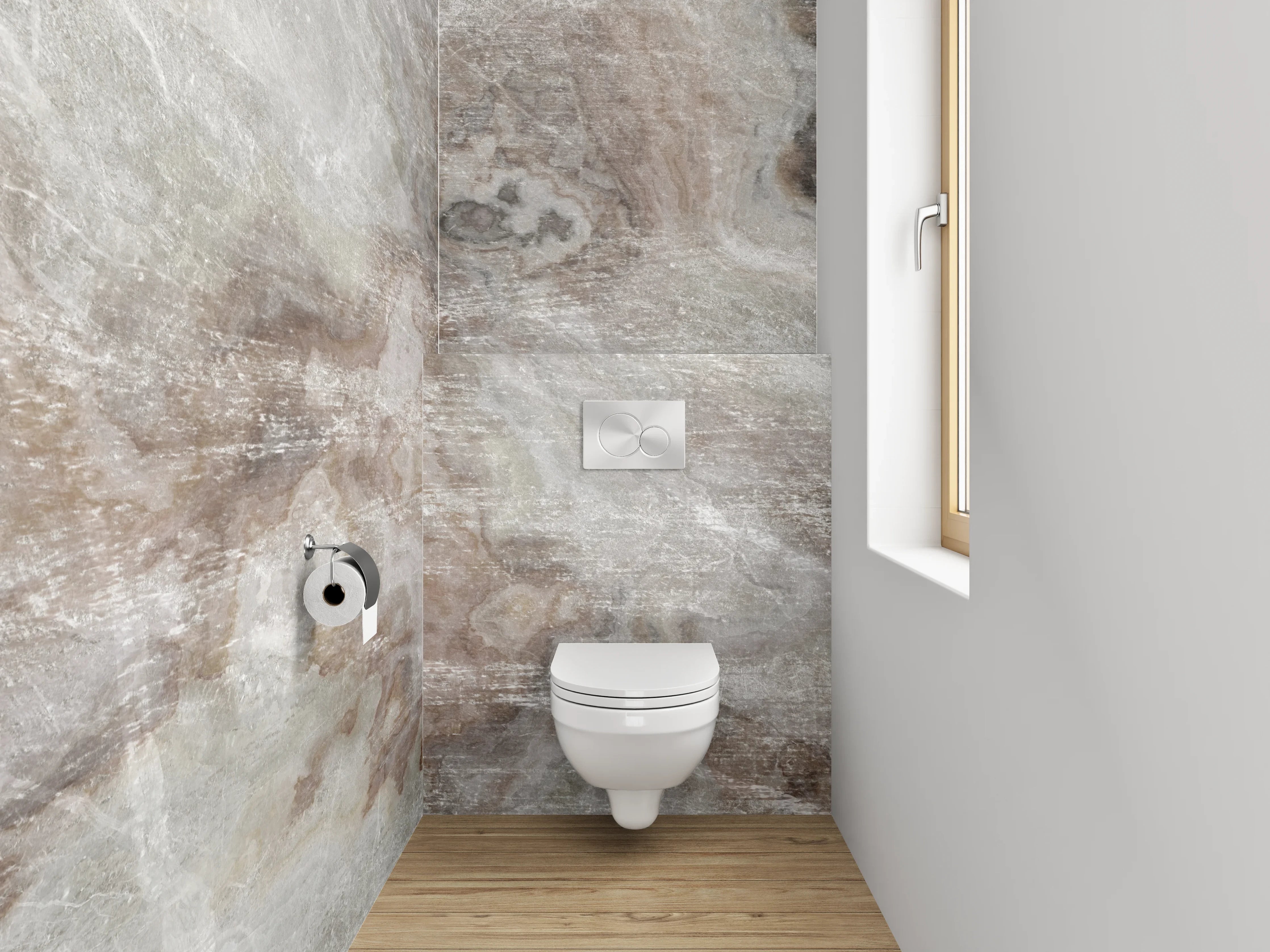 WC-Rückwand - Exklusive Marmoroptik Weiß Grau Braun