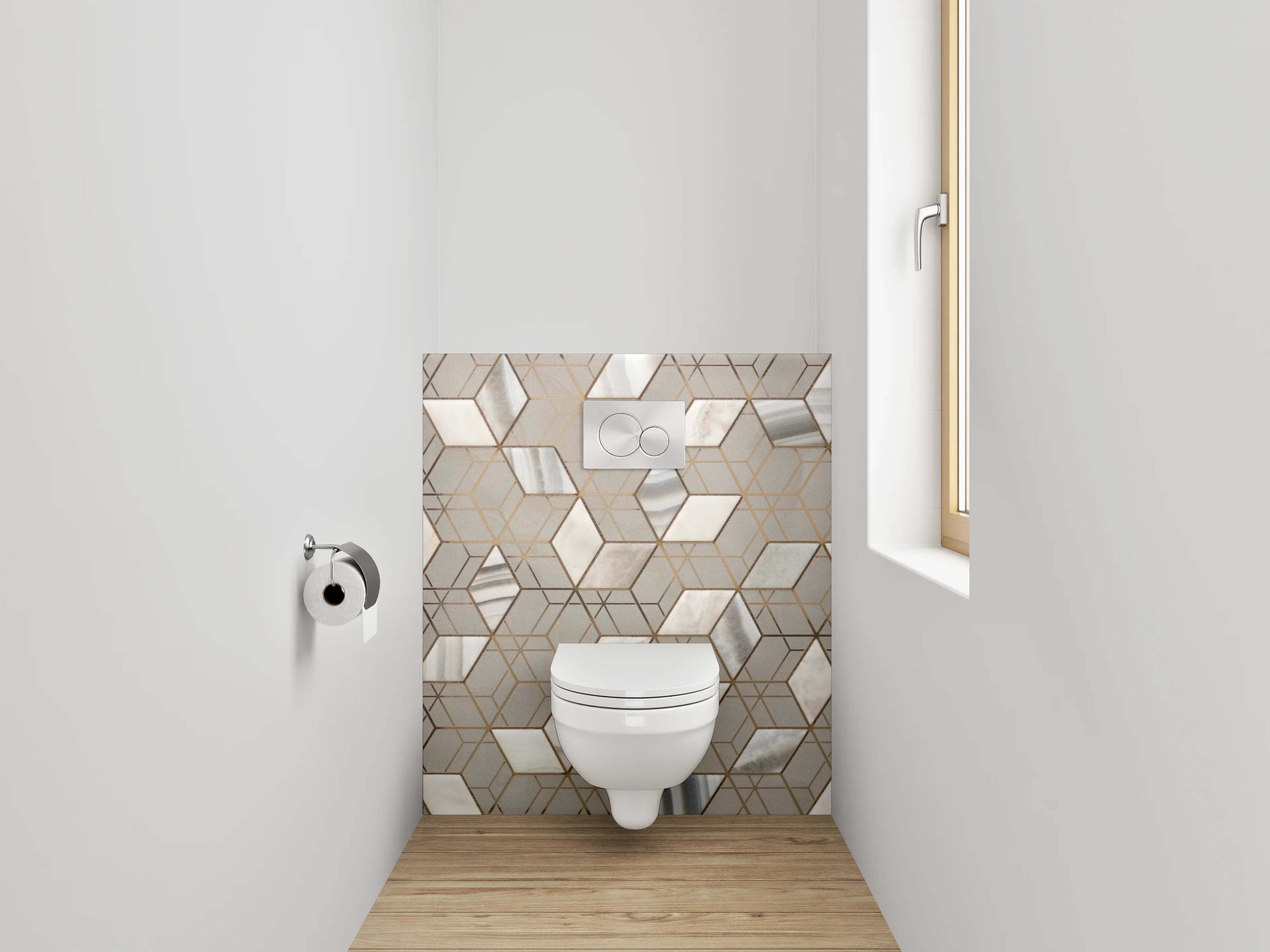 WC-Rückwand - Exklusives Marmor Hexagon-Muster Wandpaneel