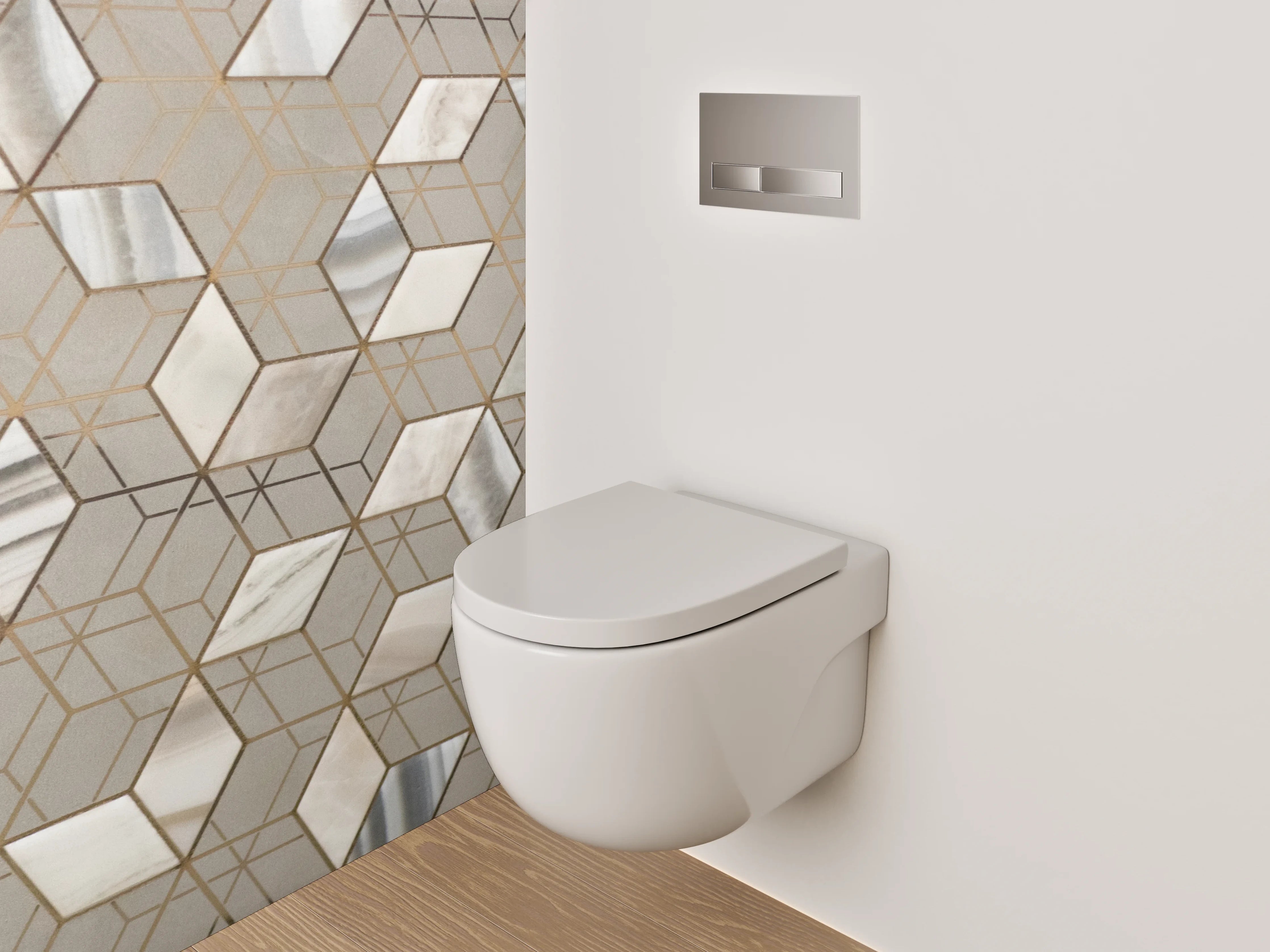 WC-Rückwand - Exklusives Marmor Hexagon-Muster Wandpaneel