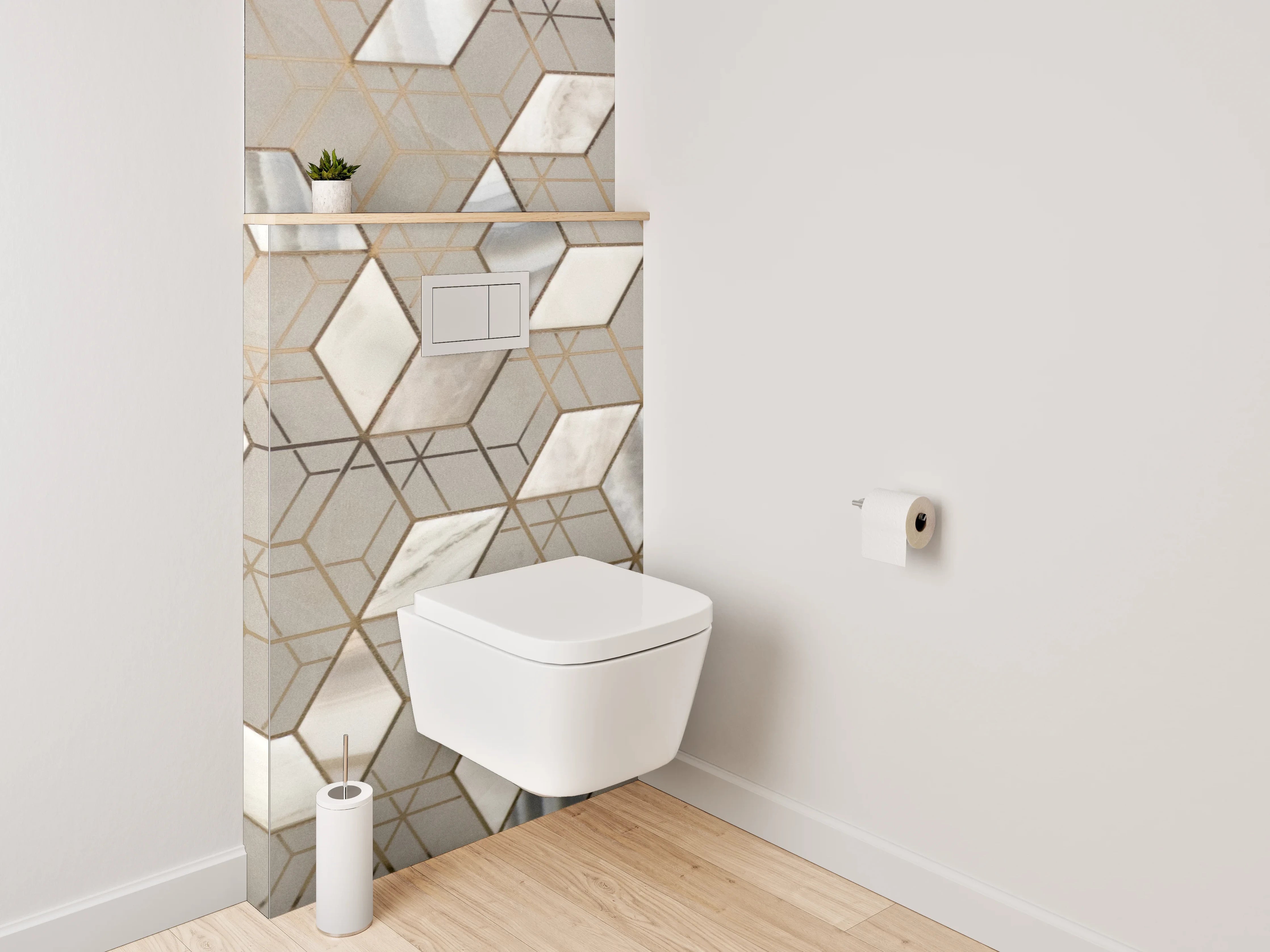WC-Rückwand - Exklusives Marmor Hexagon-Muster Wandpaneel
