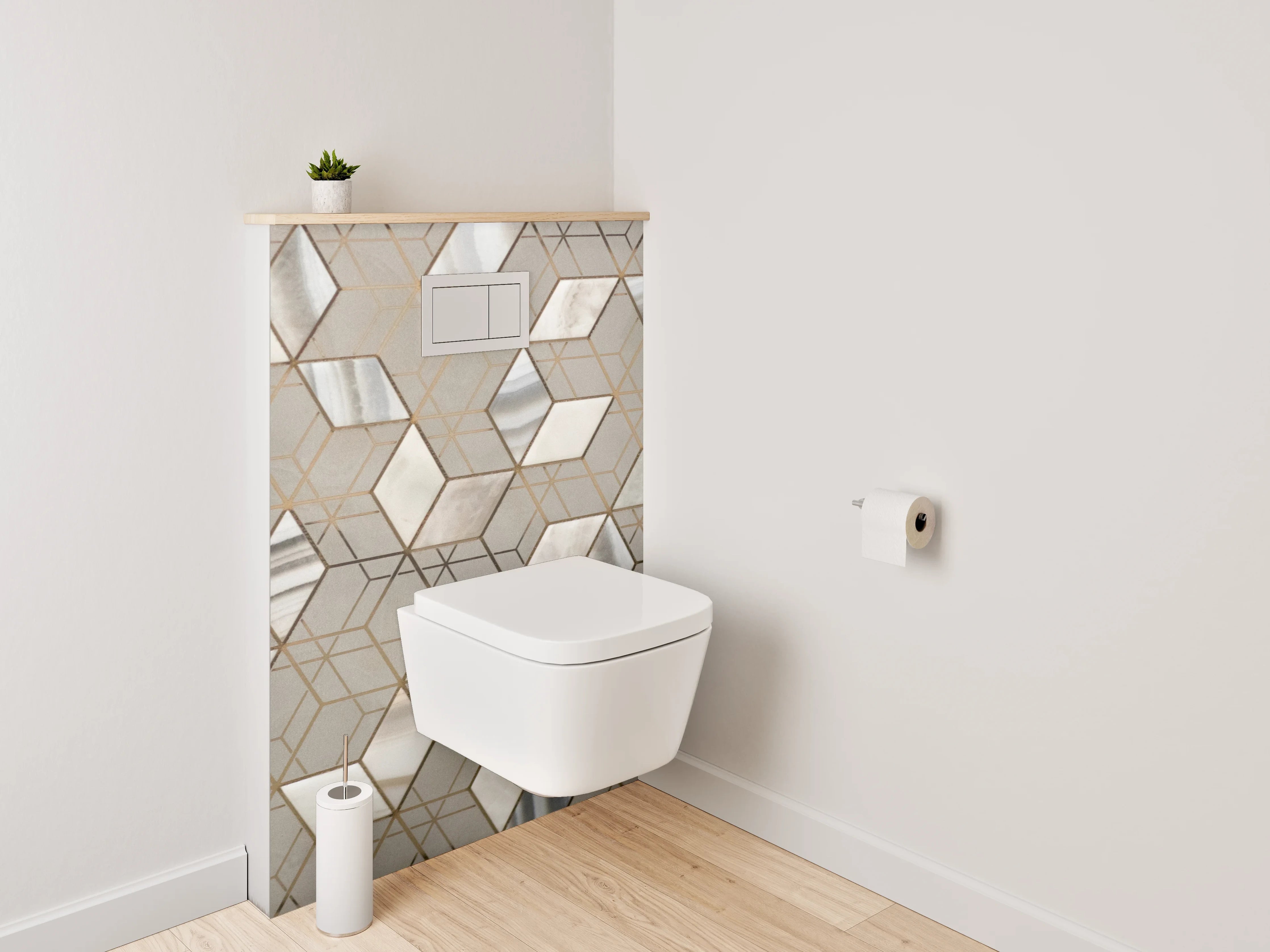 WC-Rückwand - Exklusives Marmor Hexagon-Muster Wandpaneel