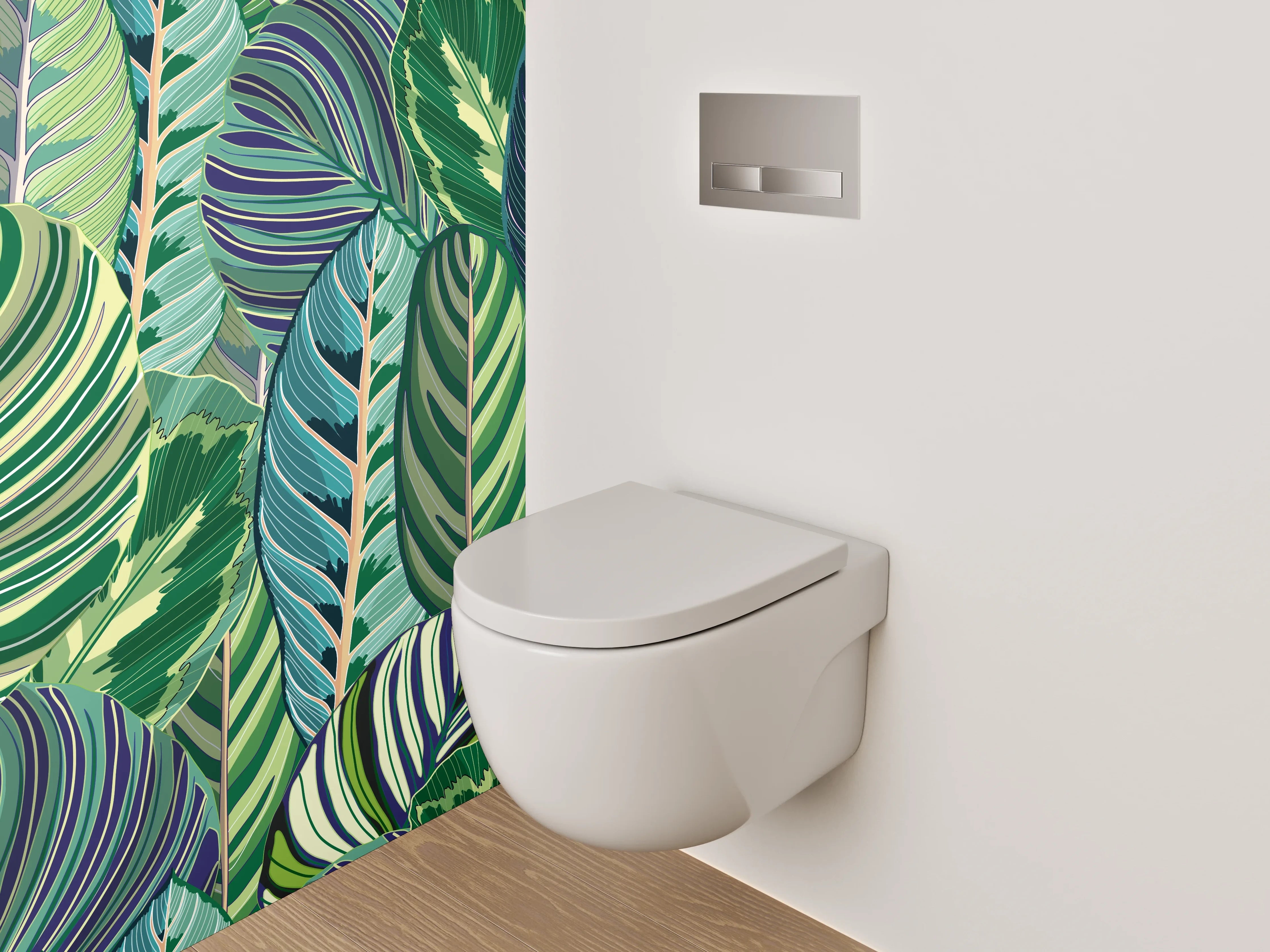WC-Rückwand - Exotische Blätter Mustergrün