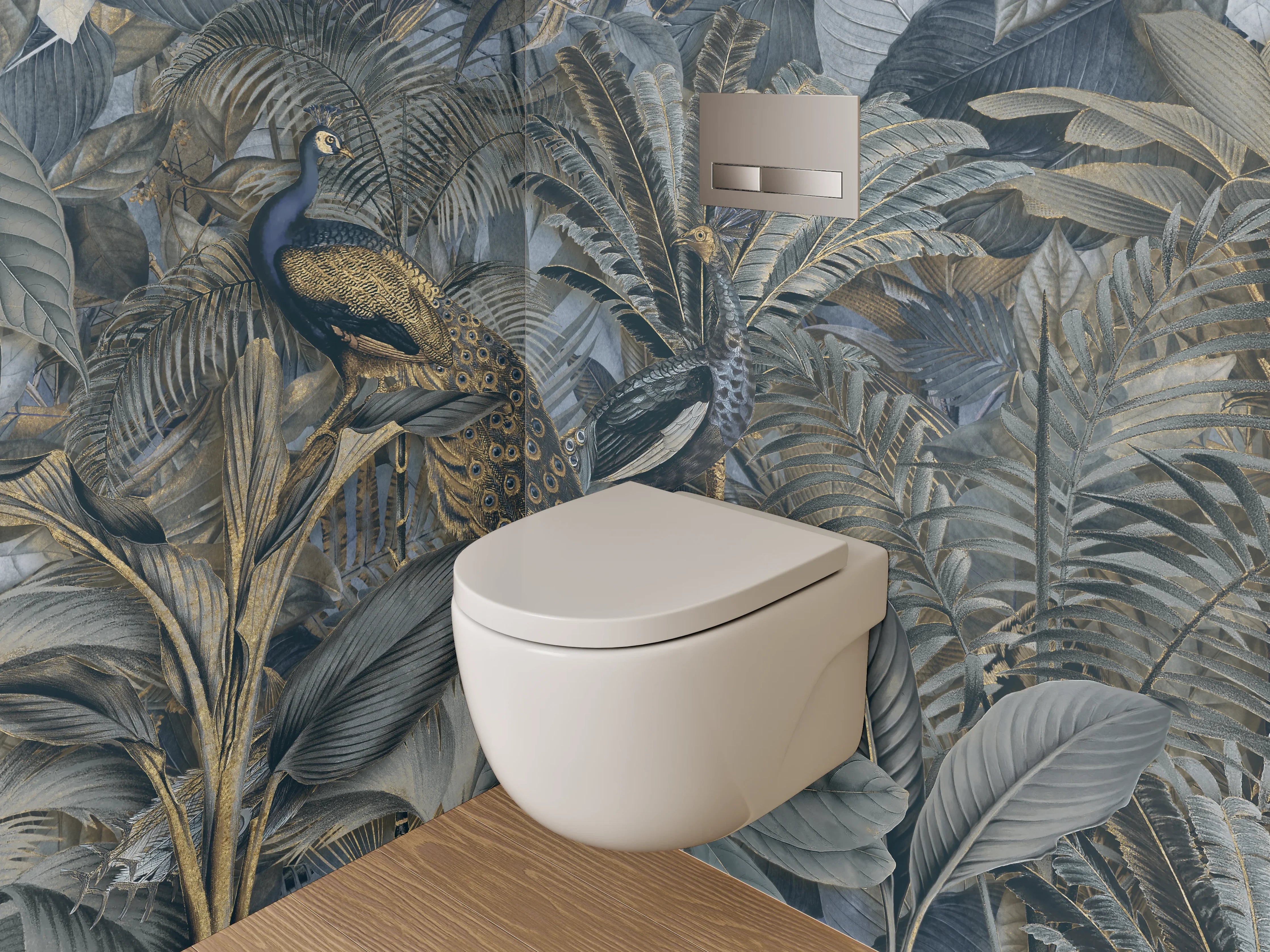 WC-Rückwand - Exotische Dschungel-Pfauen Tapete