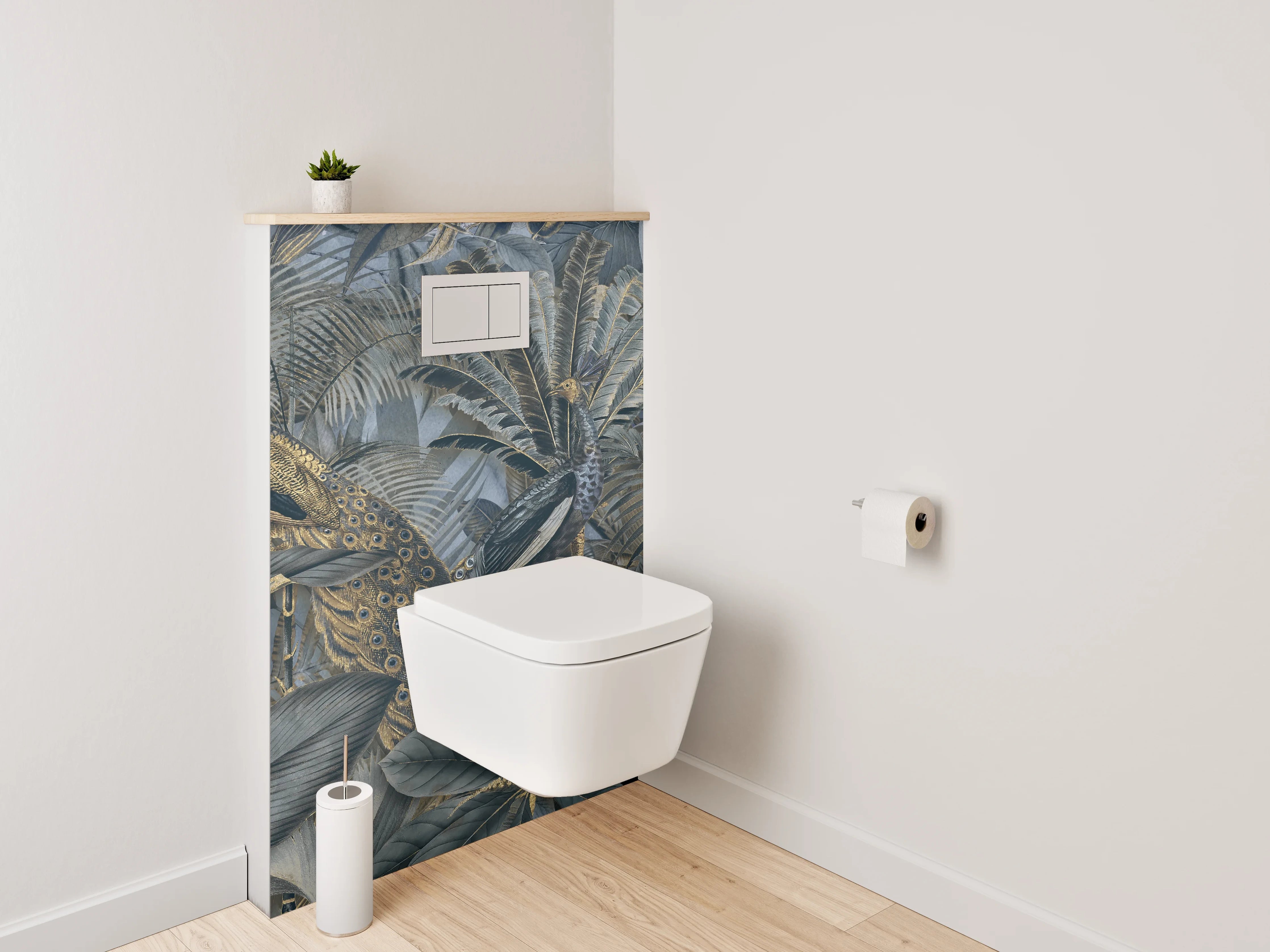 WC-Rückwand - Exotische Dschungel-Pfauen Tapete