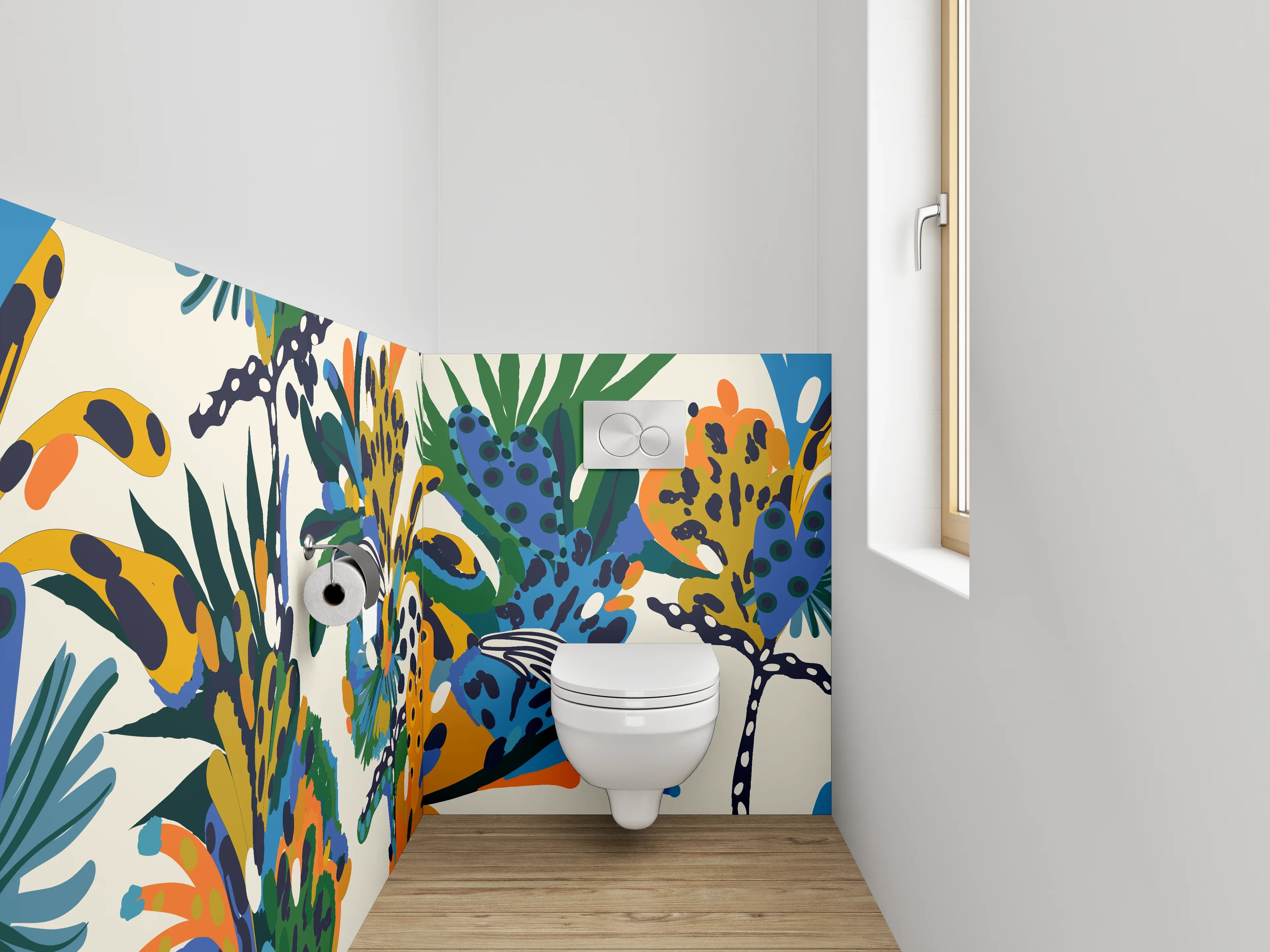 WC-Rückwand - Exotische Dschungel Pflanzen Muster