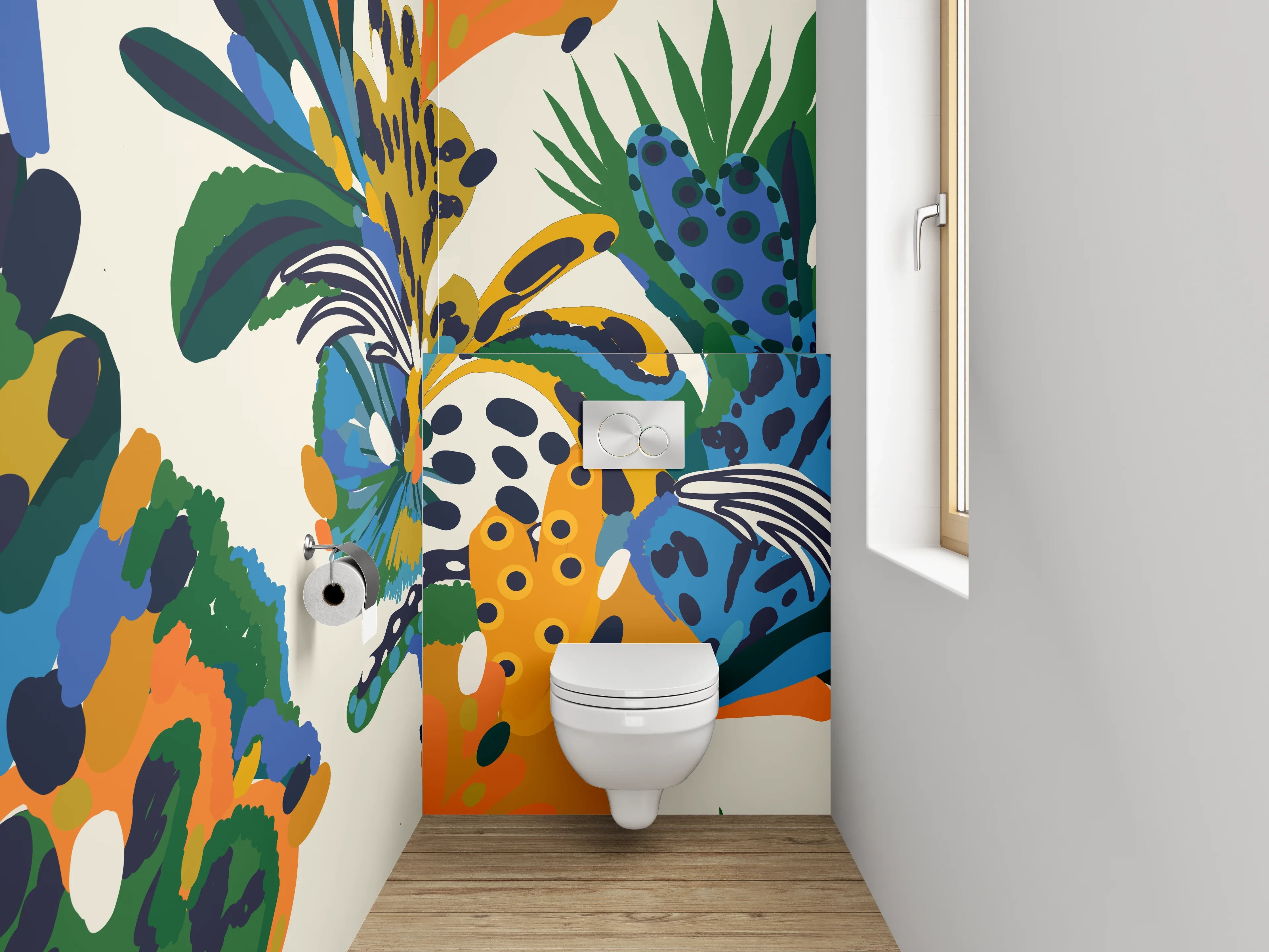 WC-Rückwand - Exotische Dschungel Pflanzen Muster