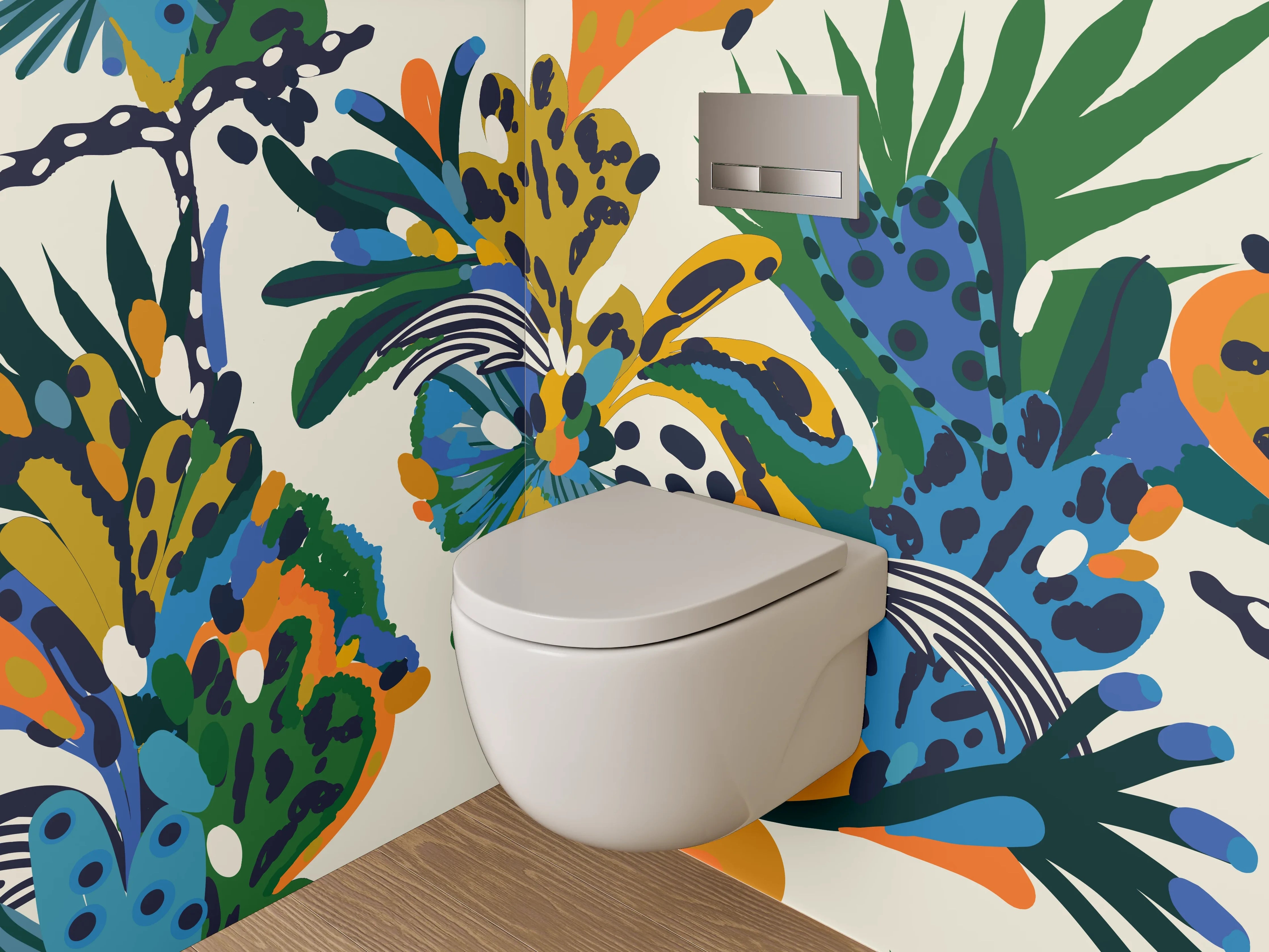 WC-Rückwand - Exotische Dschungel Pflanzen Muster