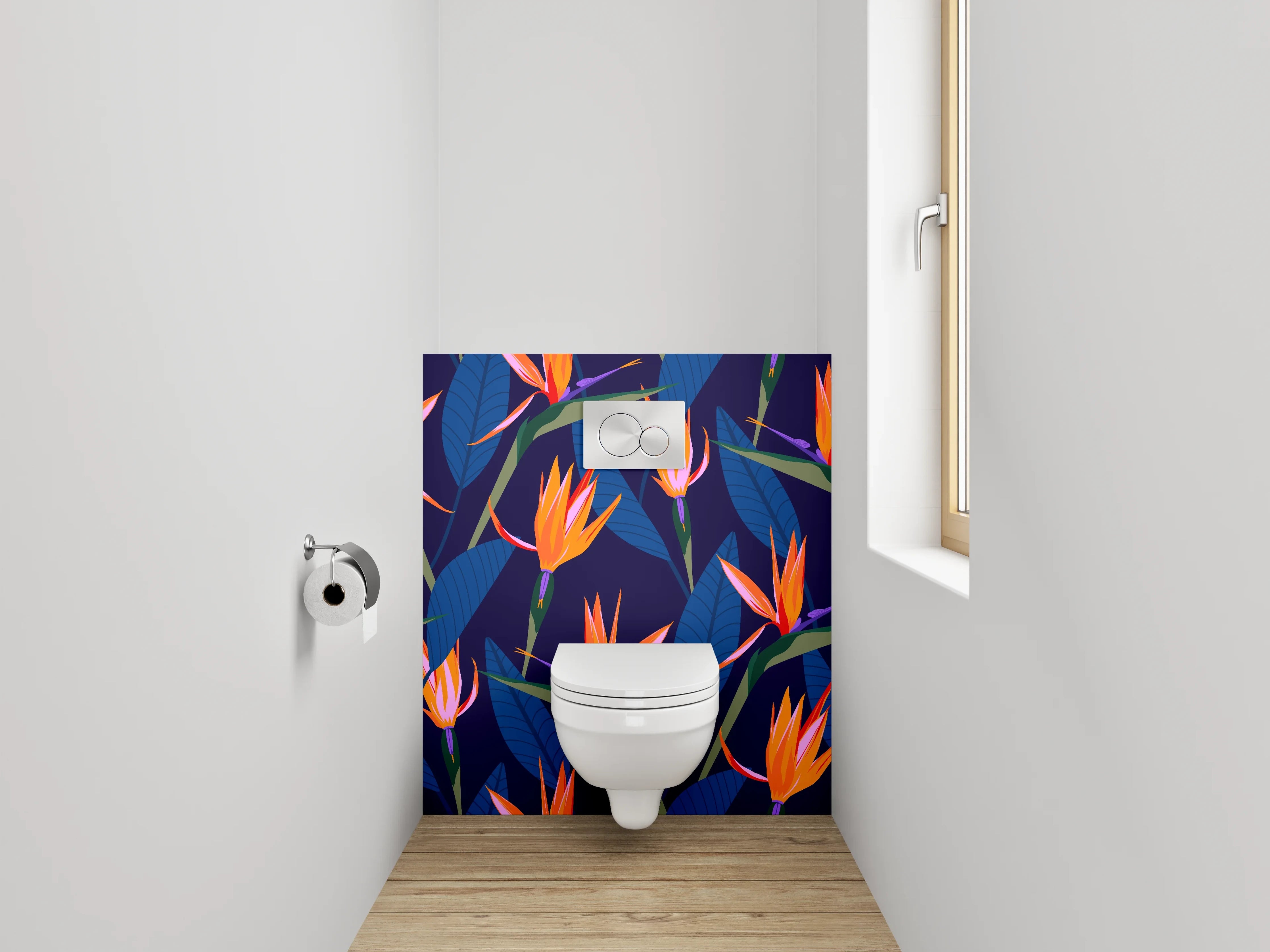 WC-Rückwand - Exotische Strelitzien Blüte Tapete