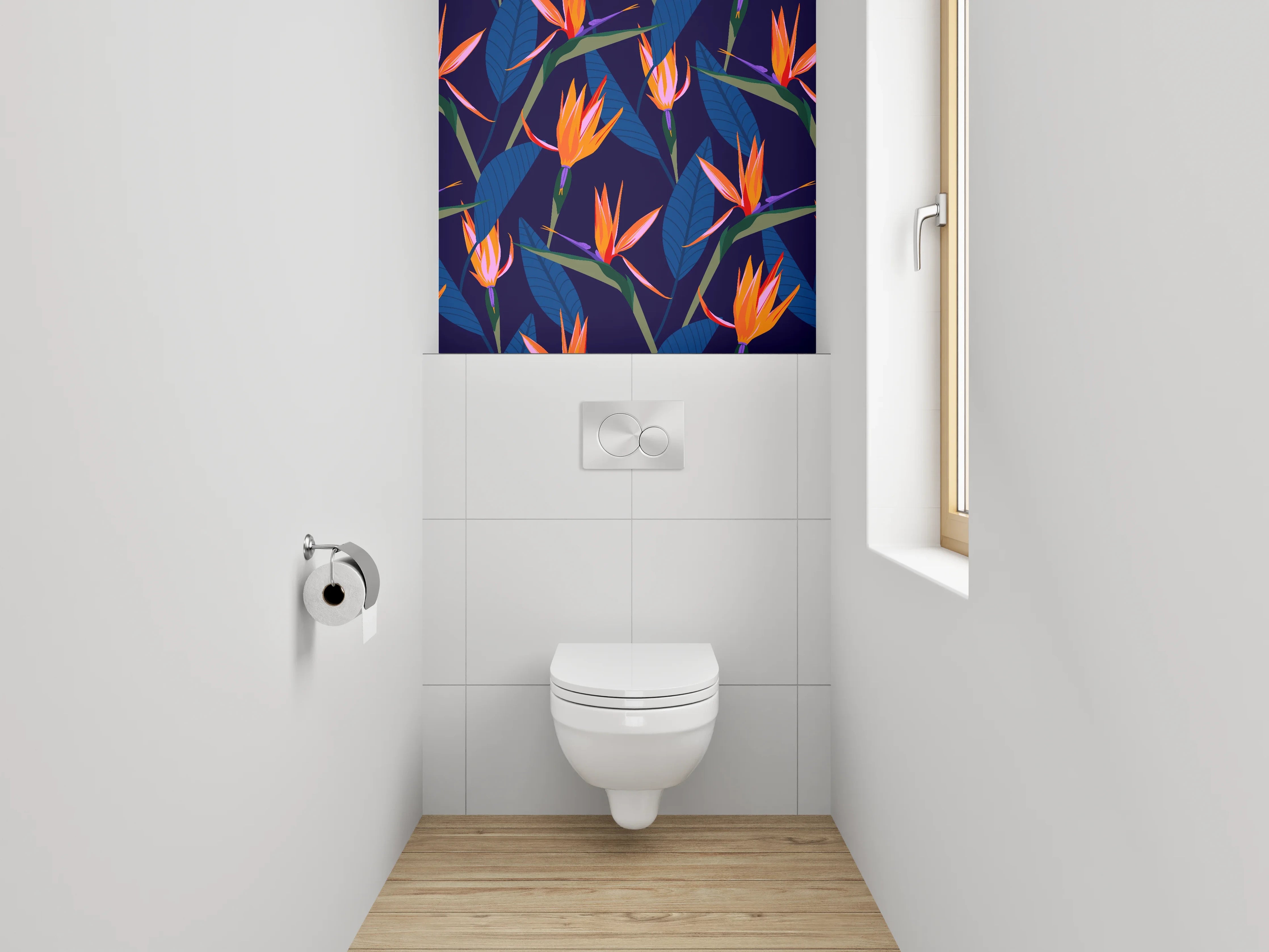 WC-Rückwand - Exotische Strelitzien Blüte Tapete