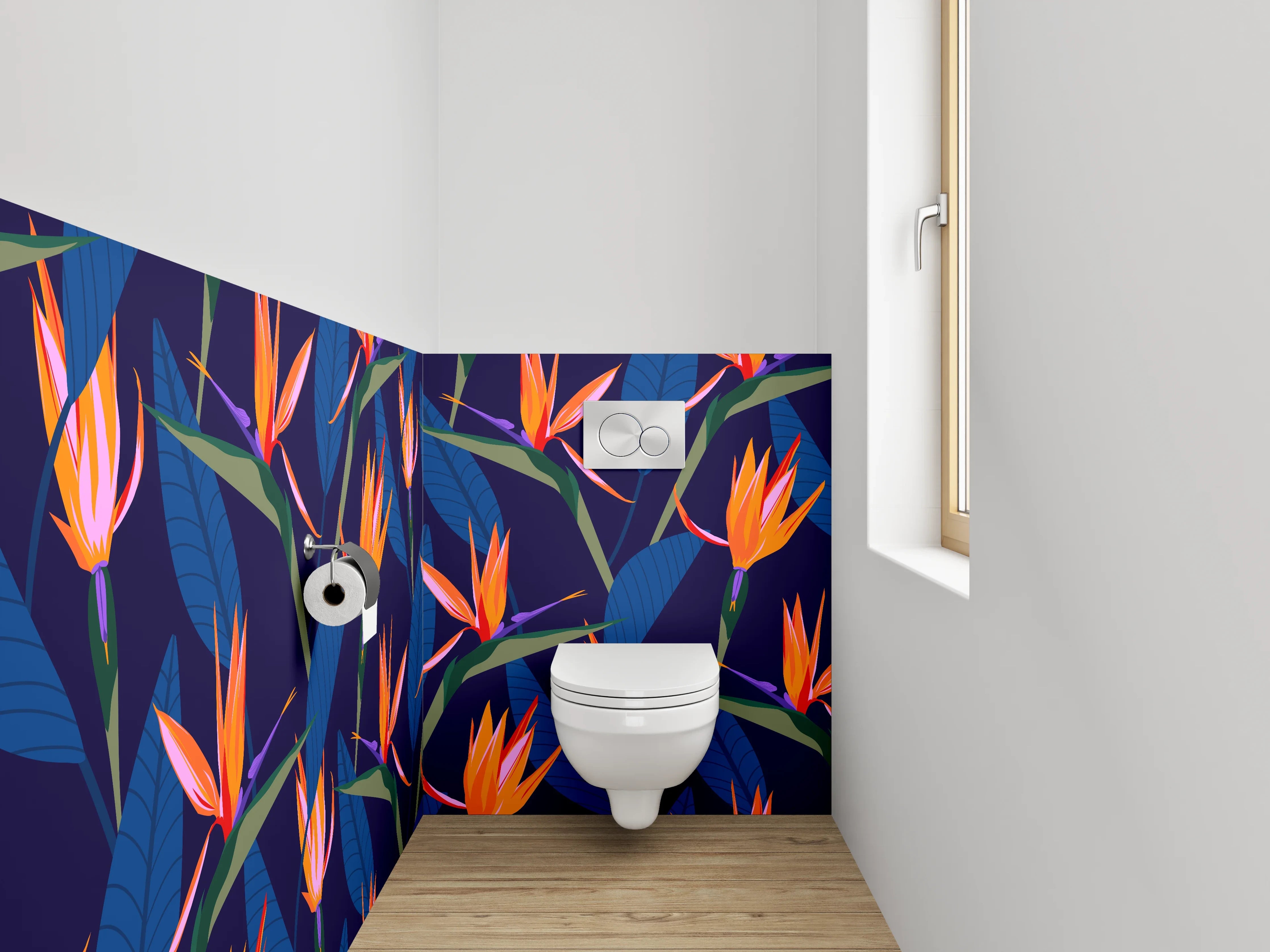 WC-Rückwand - Exotische Strelitzien Blüte Tapete