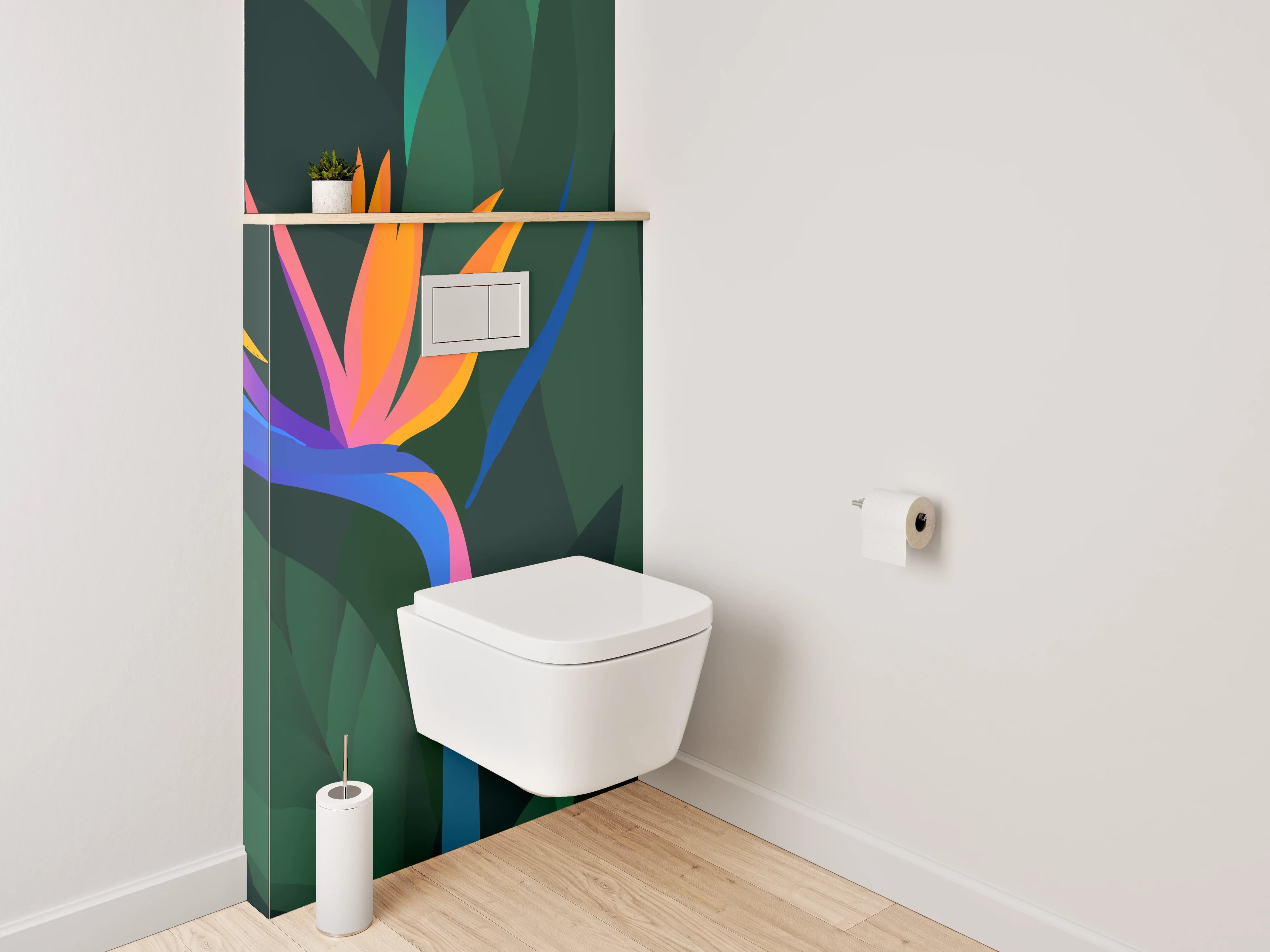 WC-Rückwand - Exotische Strelitzien-Blumen Illustration