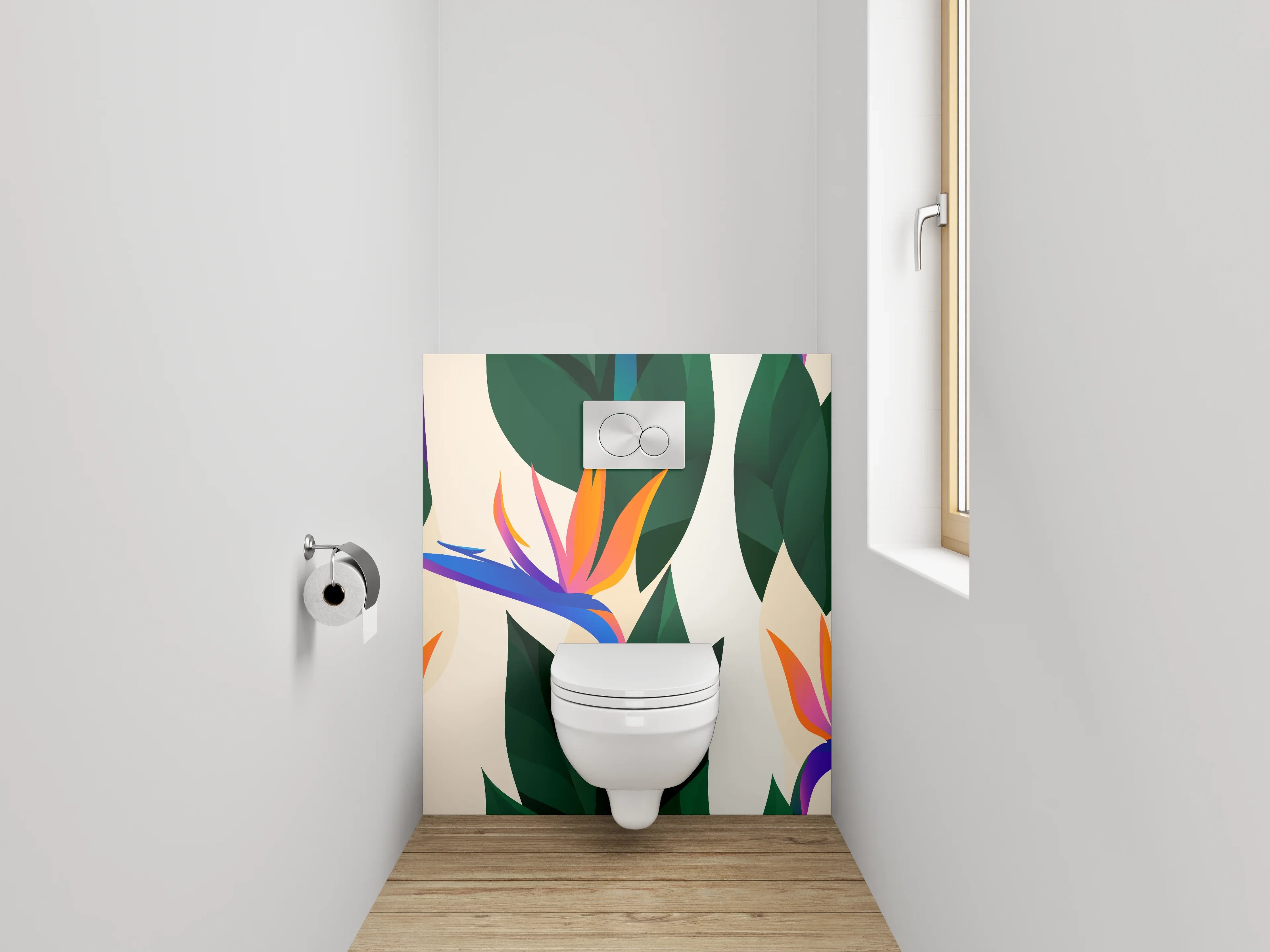 WC-Rückwand - Exotische Strelizie Blumen Illustration