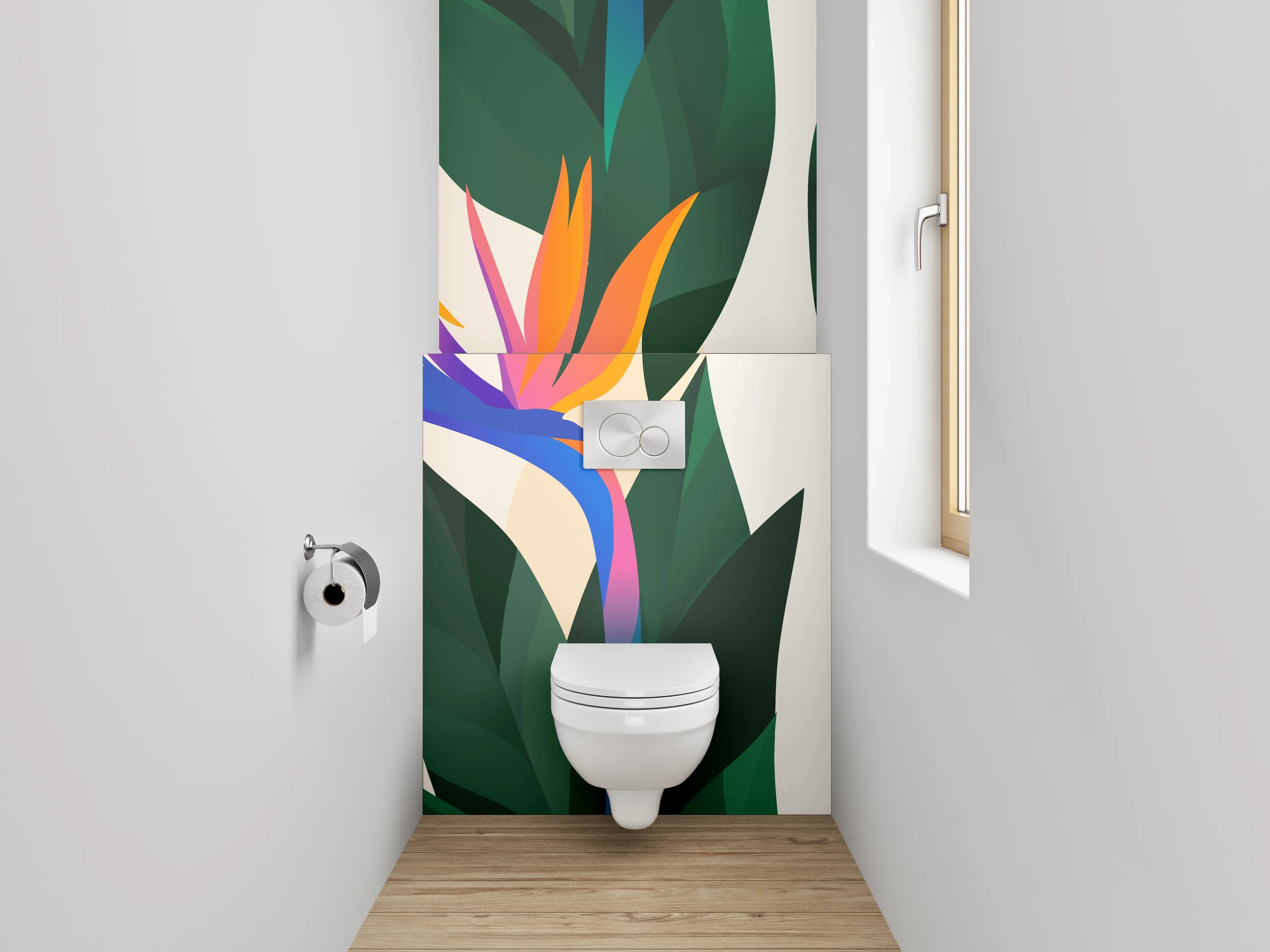 WC-Rückwand - Exotische Strelizie Blumen Illustration