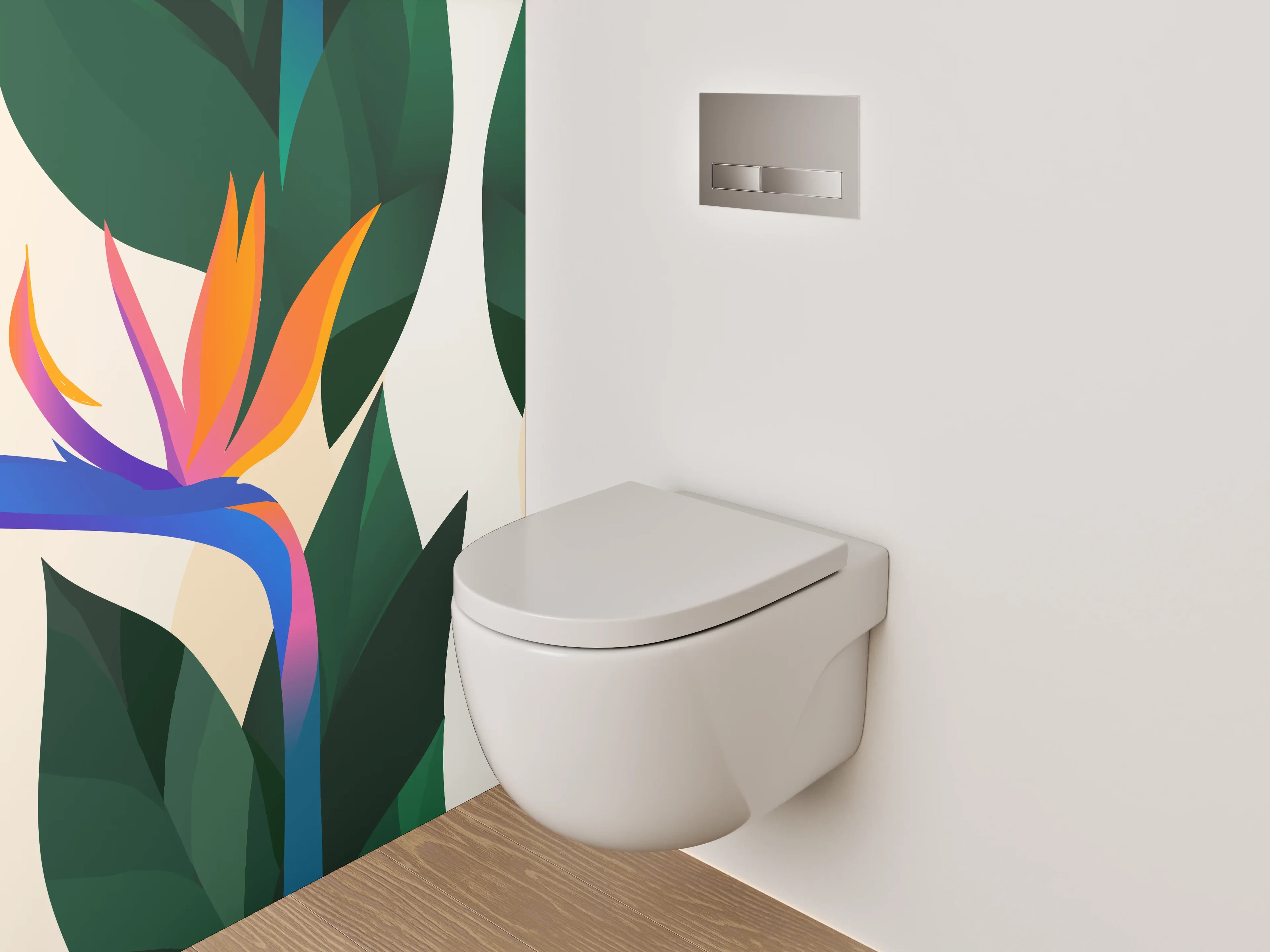 WC-Rückwand - Exotische Strelizie Blumen Illustration