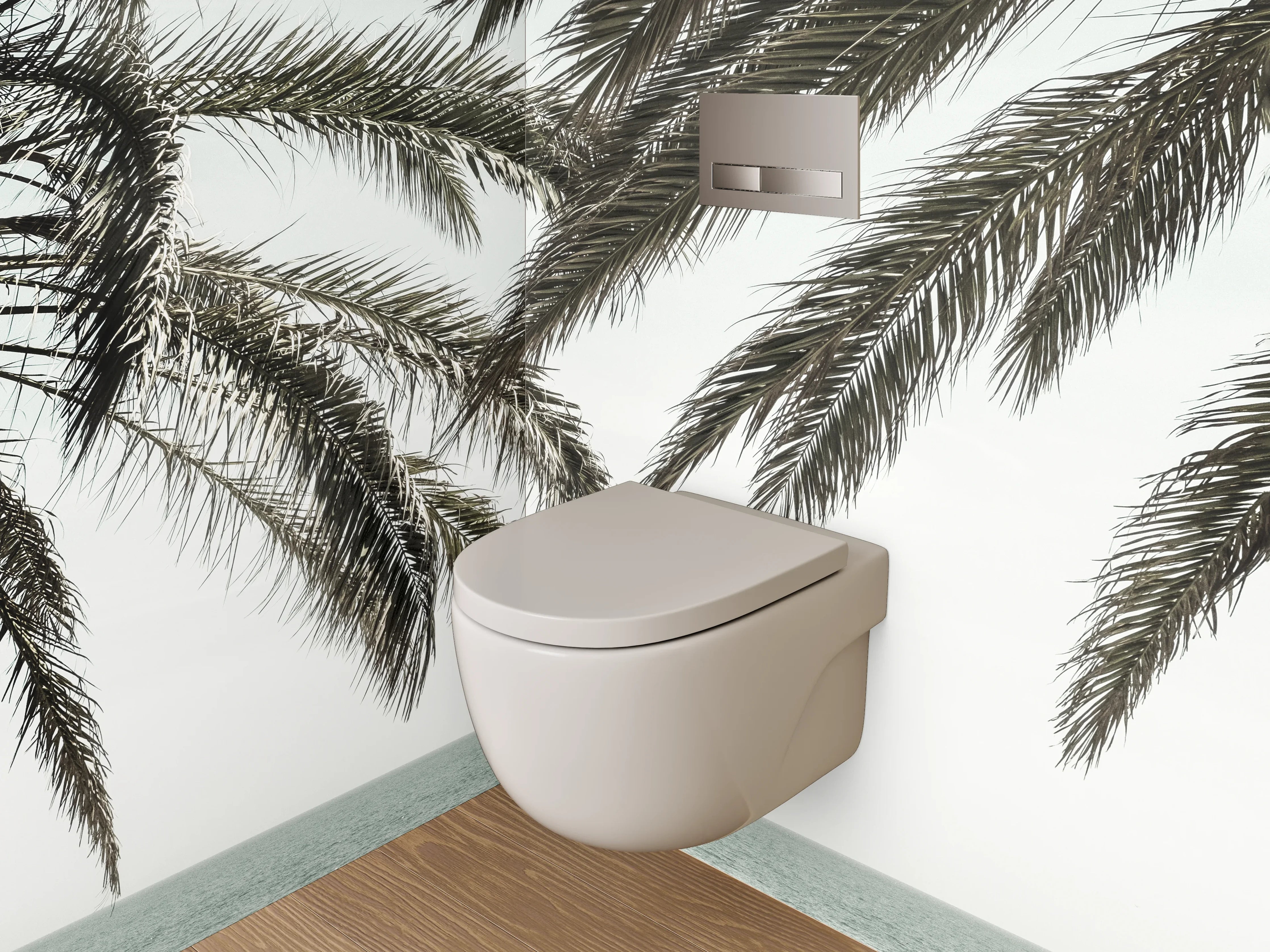 WC-Rückwand - Exotischer Palmenstrand am Meer