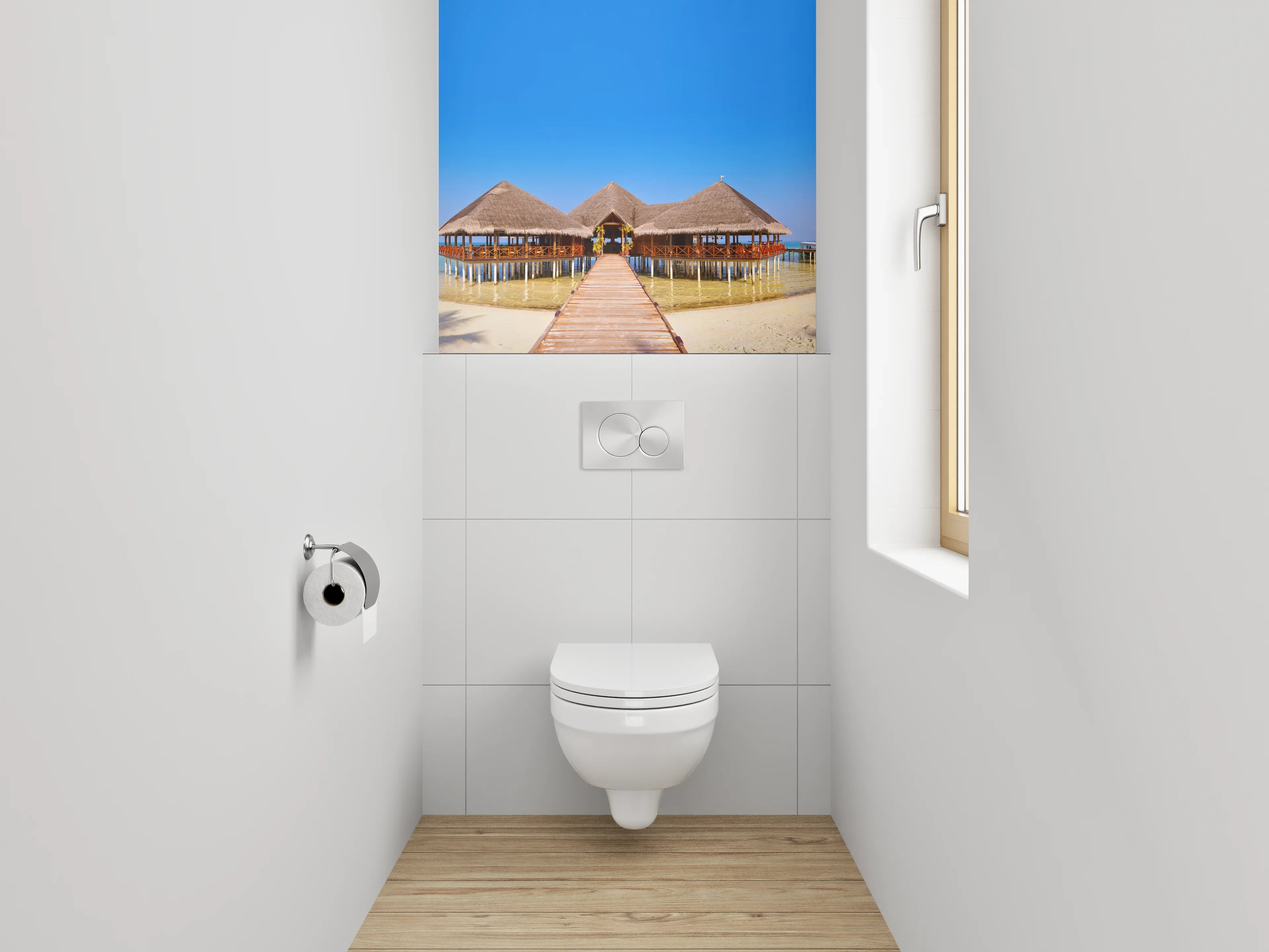 WC-Rückwand - Exotischer Steg am Sandstrand
