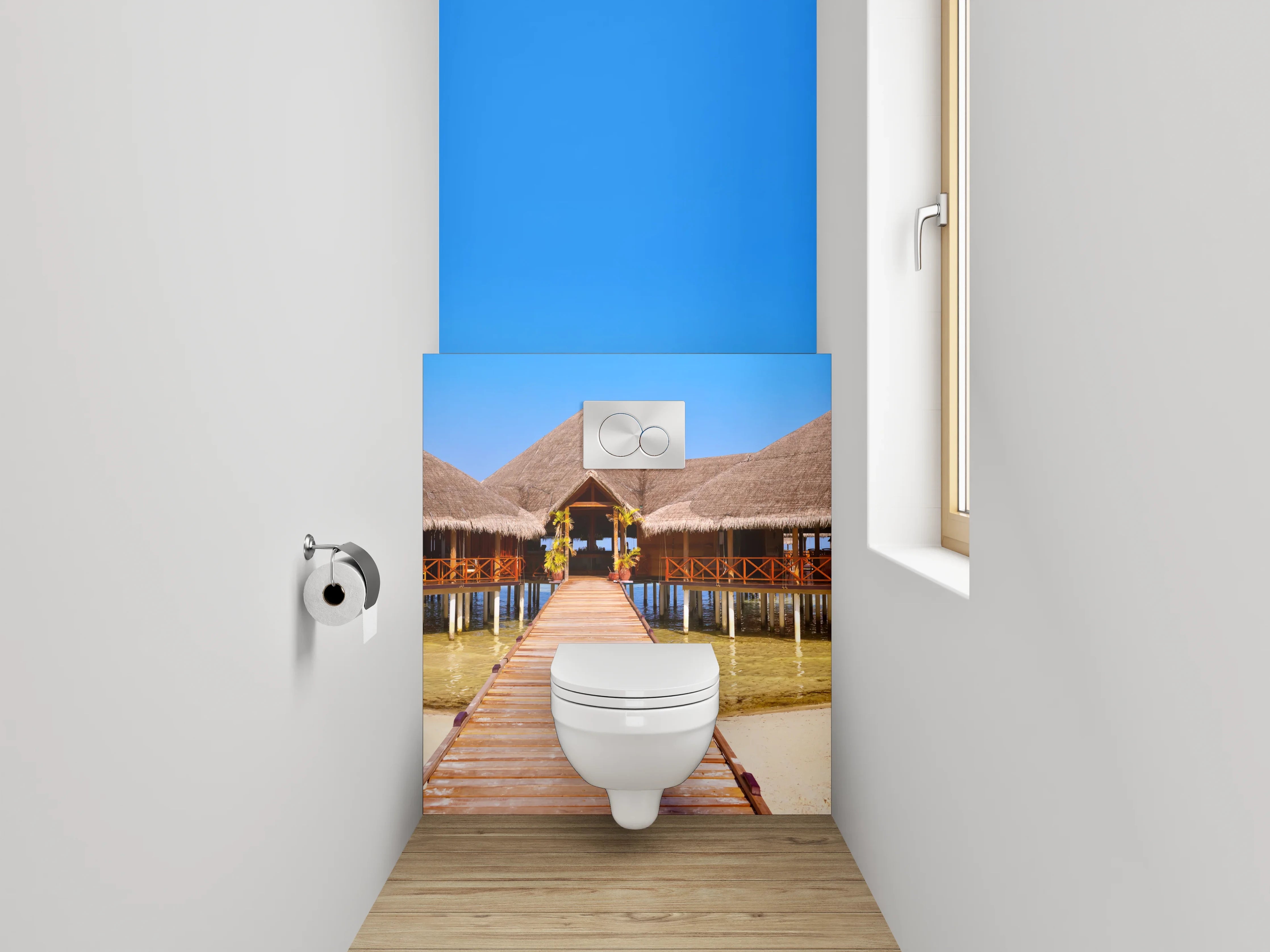 WC-Rückwand - Exotischer Steg am Sandstrand