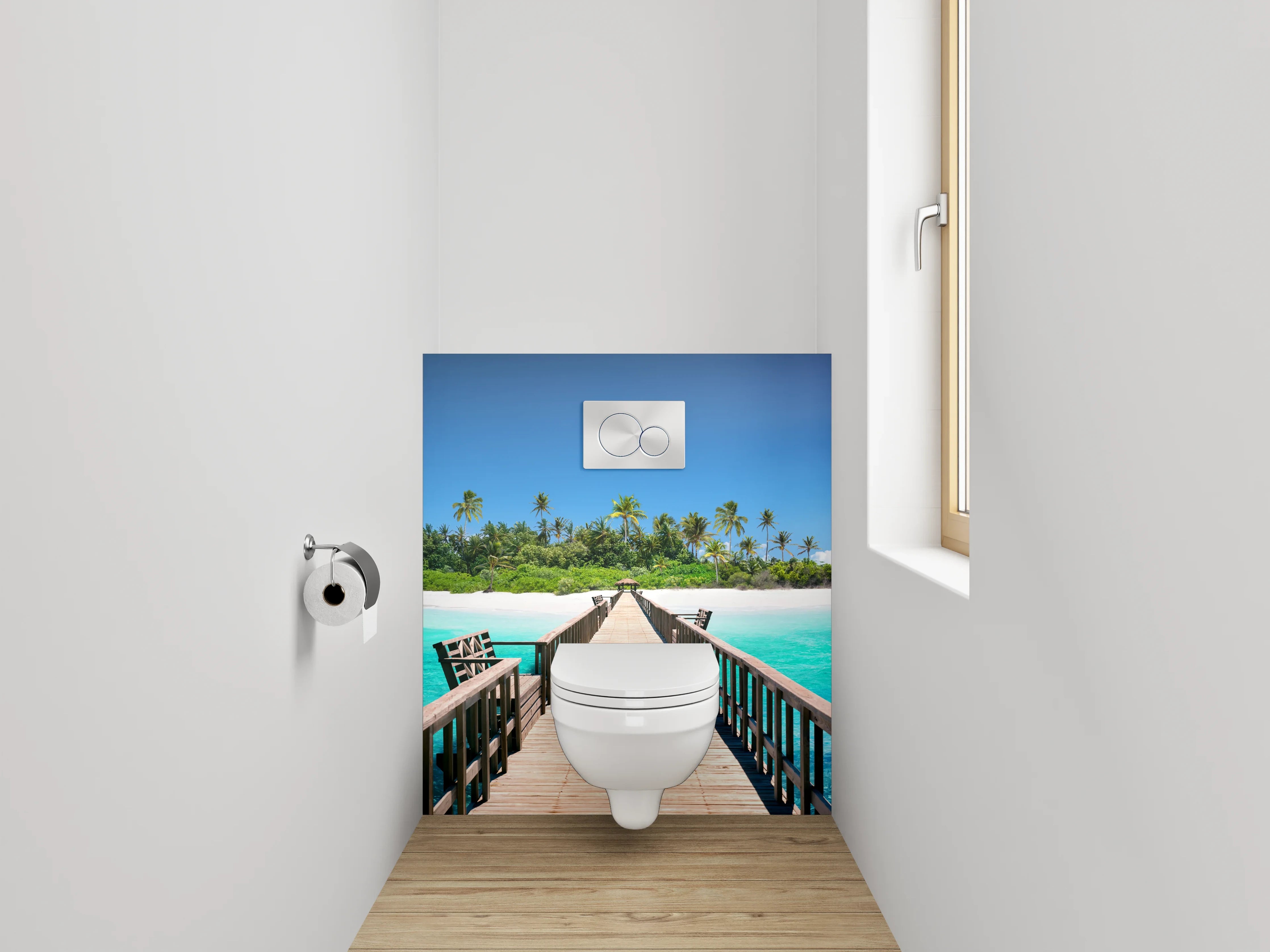 WC-Rückwand - Exotischer Steg zur Trauminsel