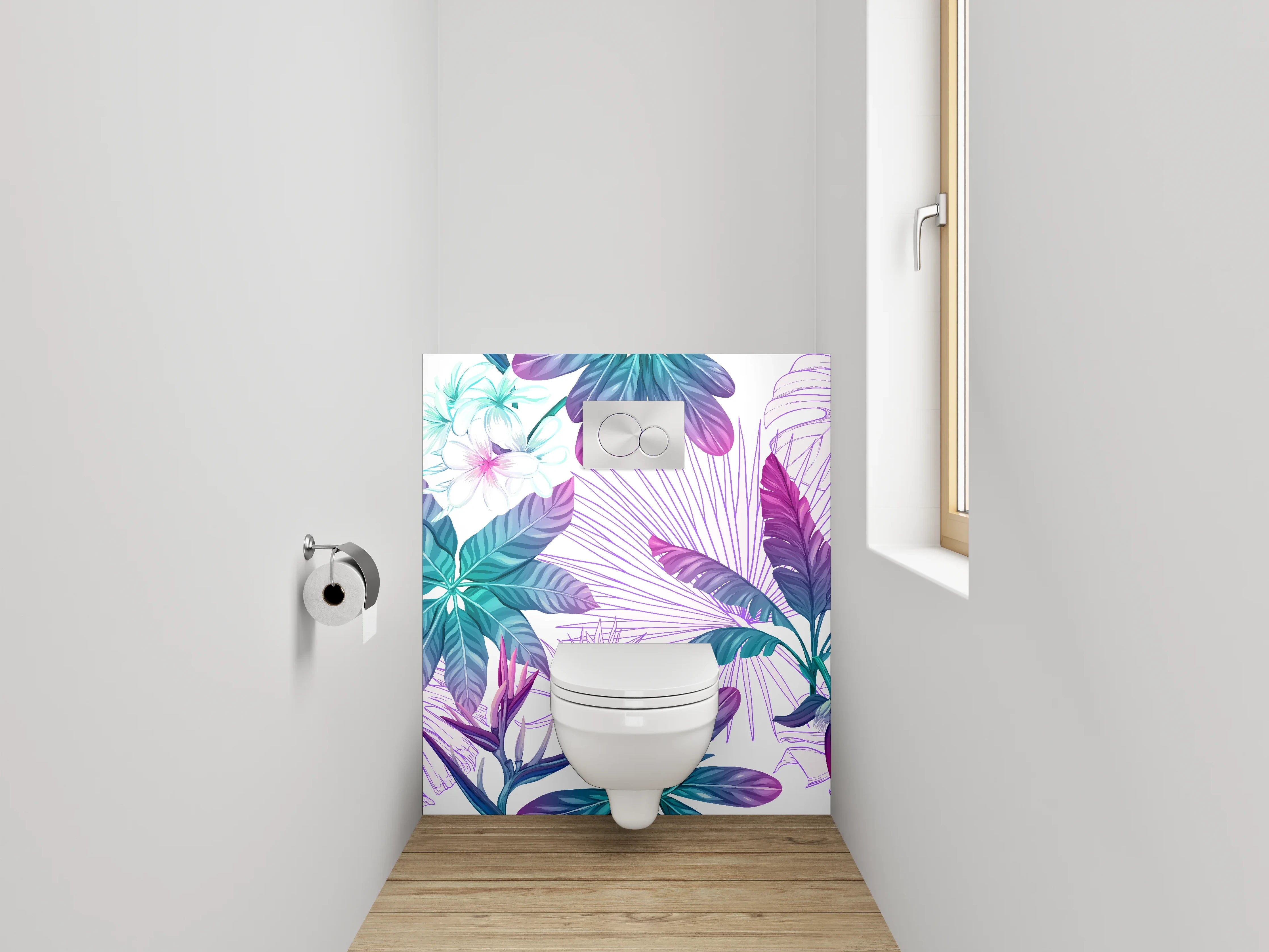 WC-Rückwand - Exotisches Dschungel-Blatt Muster Aquarell