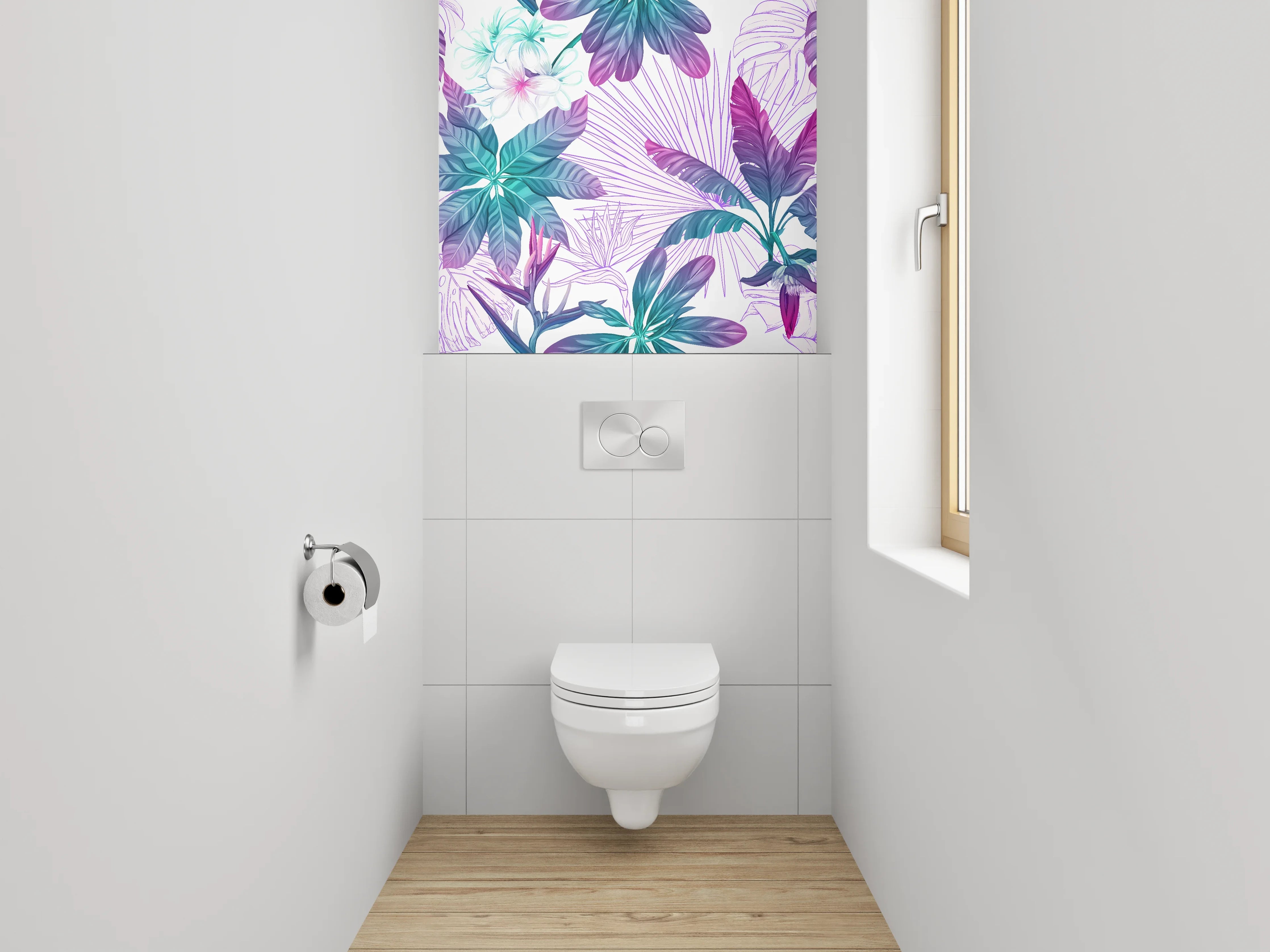 WC-Rückwand - Exotisches Dschungel-Blatt Muster Aquarell