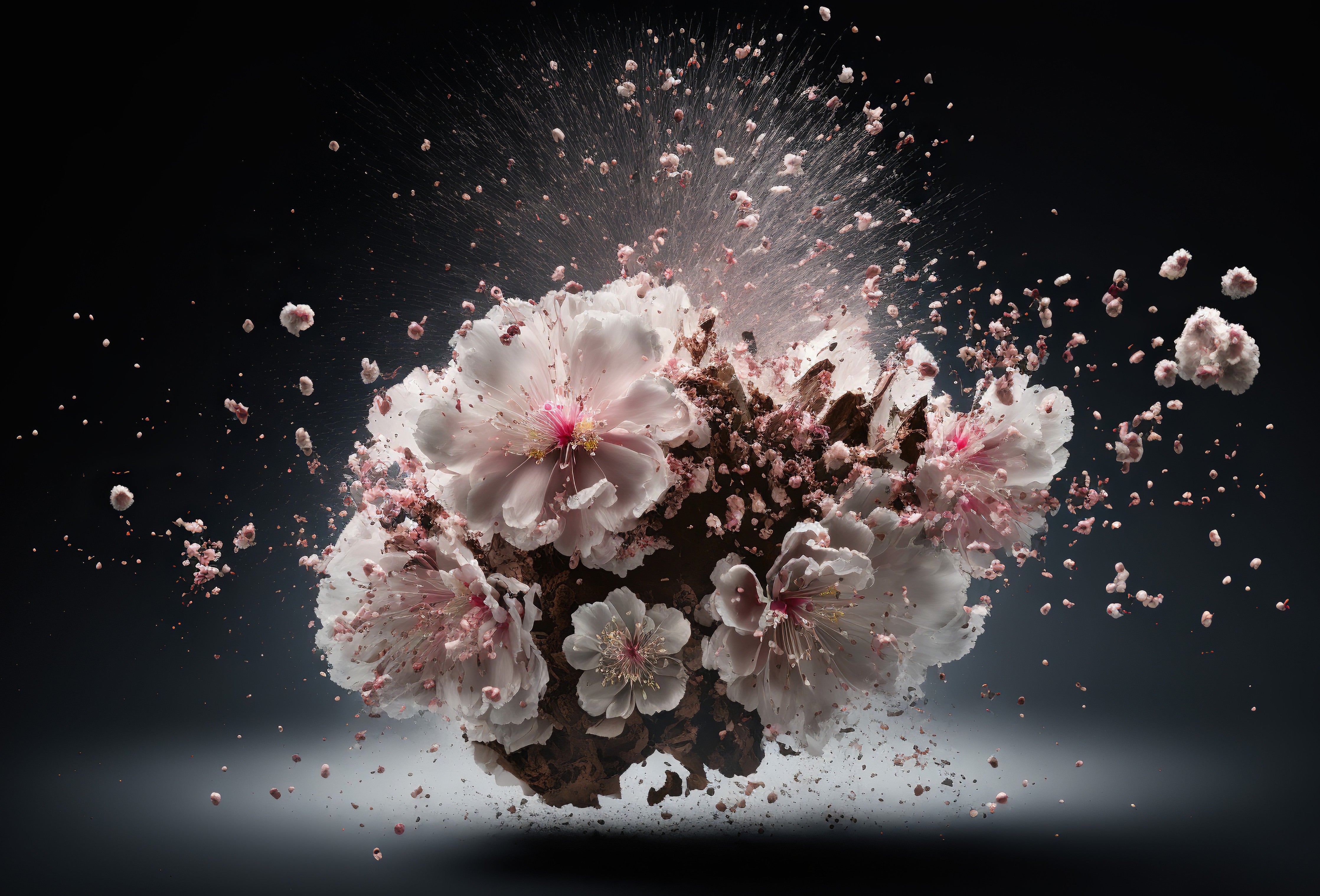WC-Rückwand-Explosion aus Blüten und Eleganz