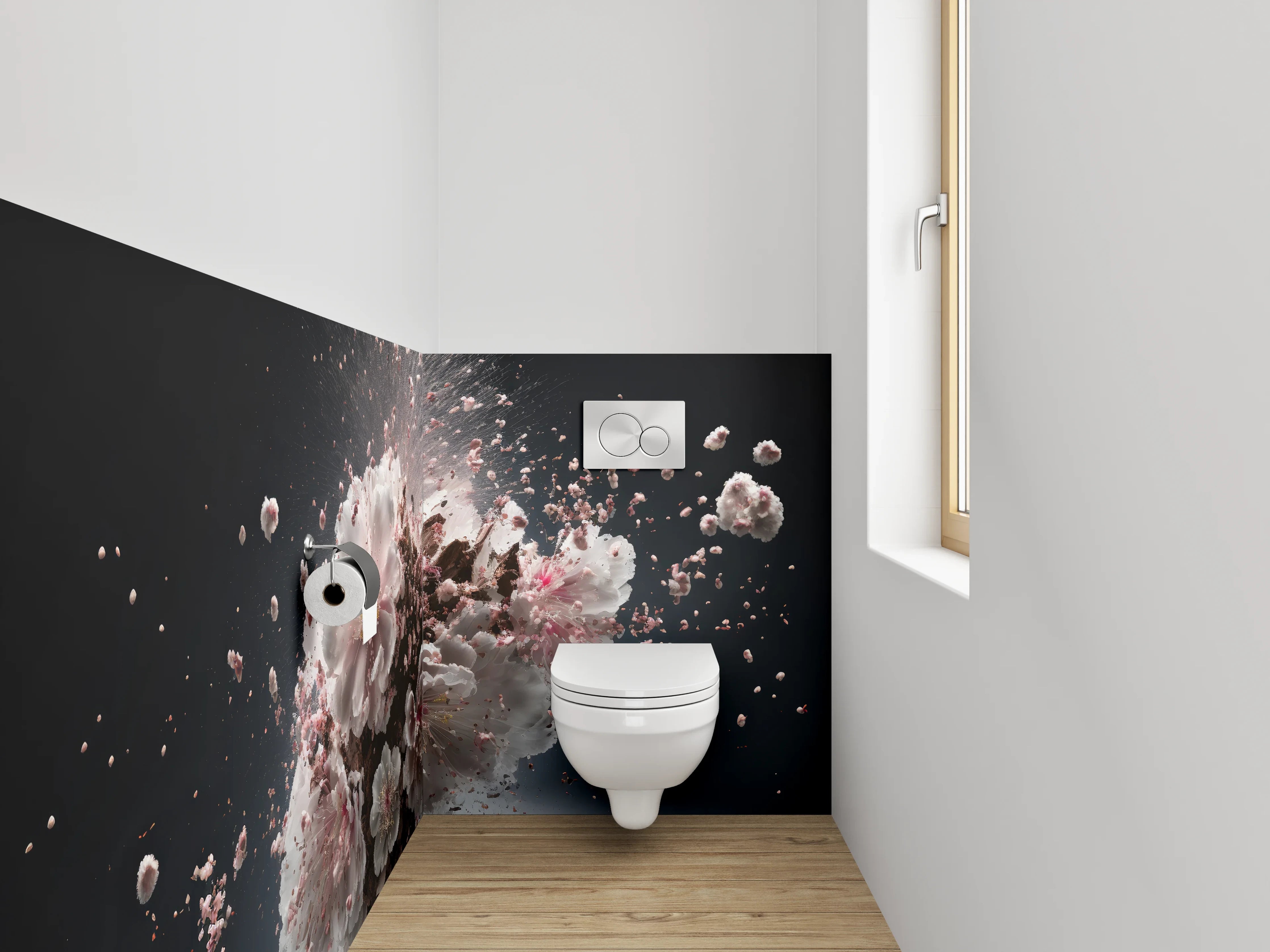 WC-Rückwand - Explosion aus Blüten und Eleganz