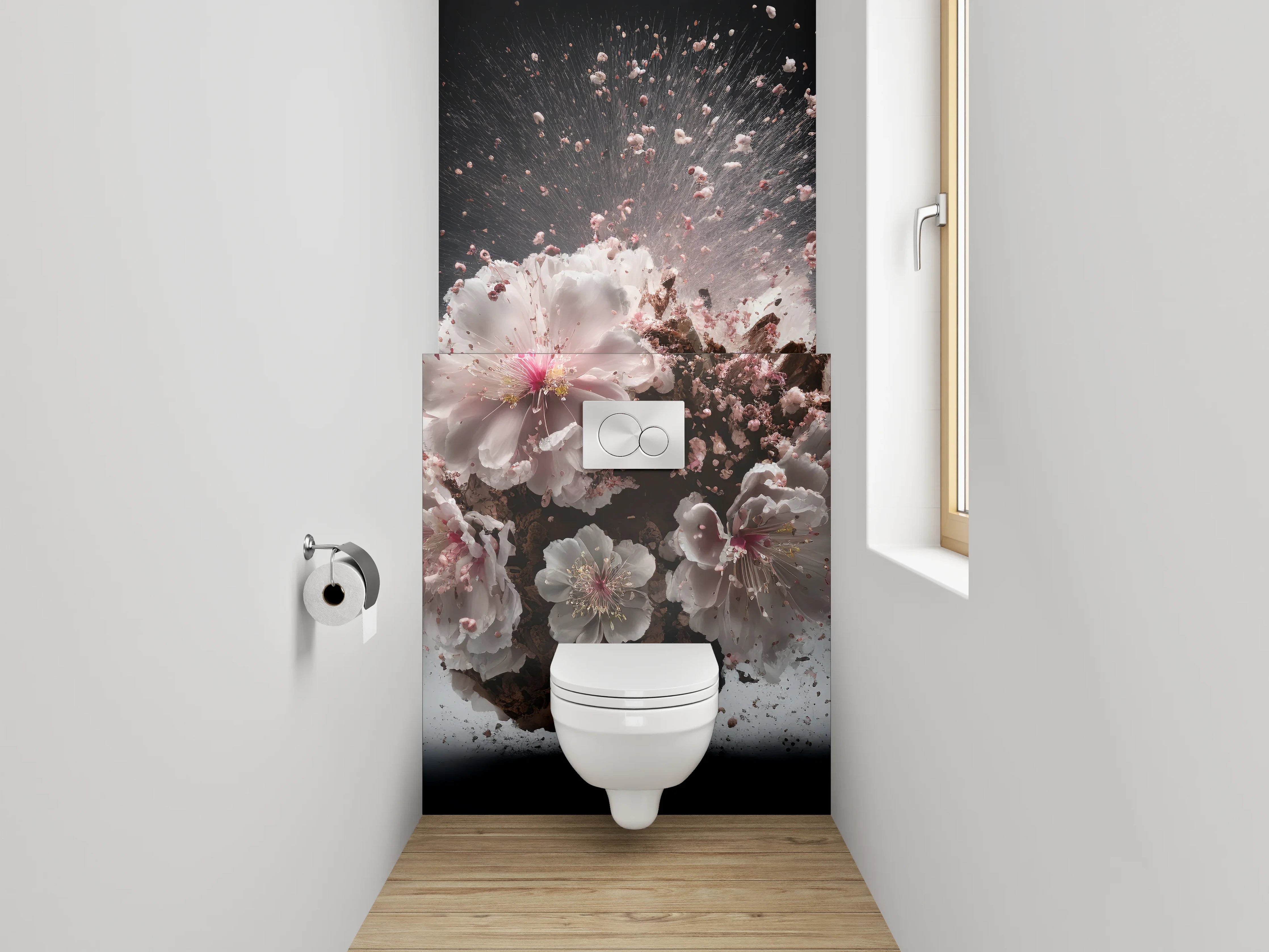 WC-Rückwand - Explosion aus Blüten und Eleganz