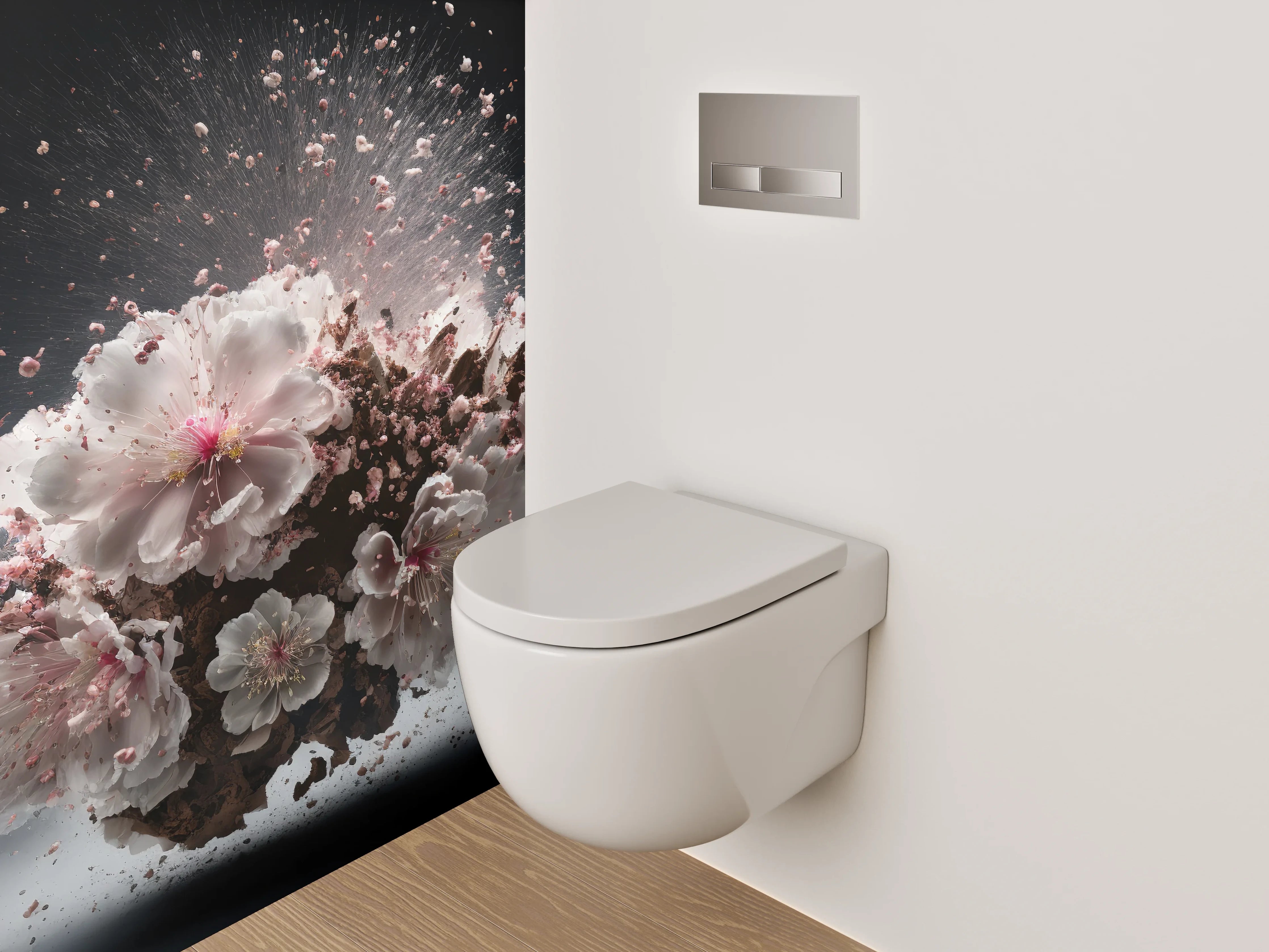 WC-Rückwand - Explosion aus Blüten und Eleganz