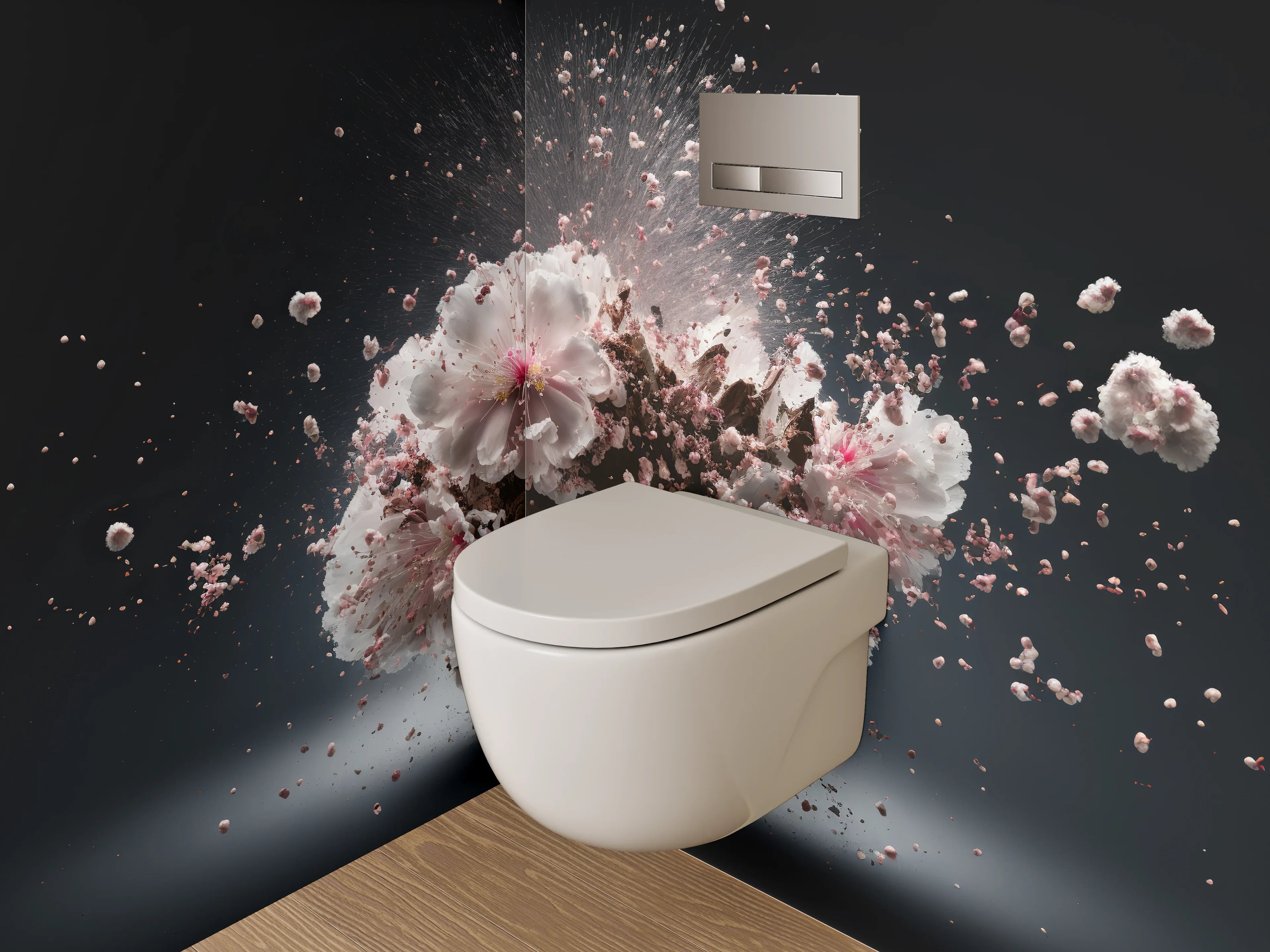 WC-Rückwand - Explosion aus Blüten und Eleganz