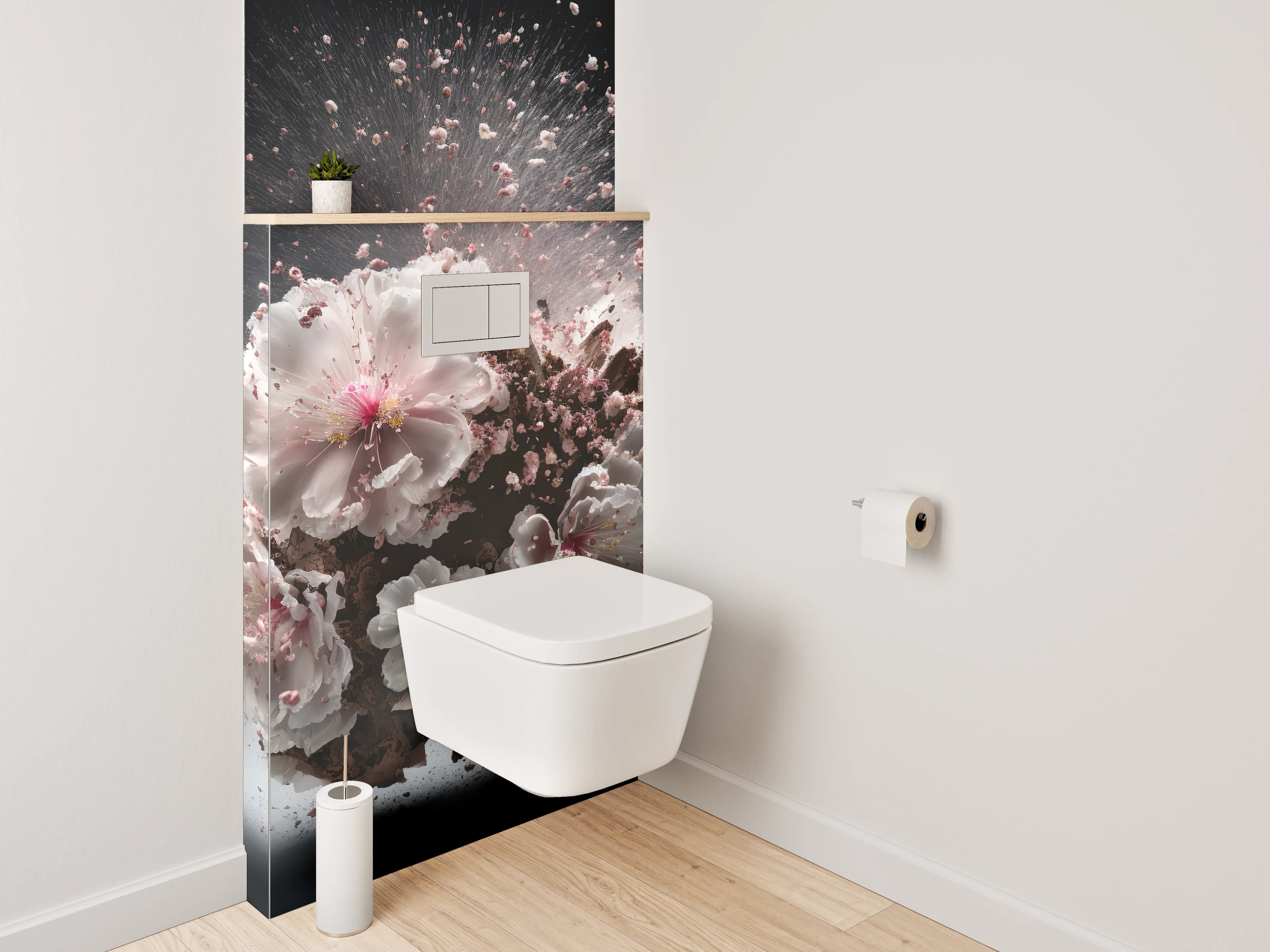 WC-Rückwand - Explosion aus Blüten und Eleganz
