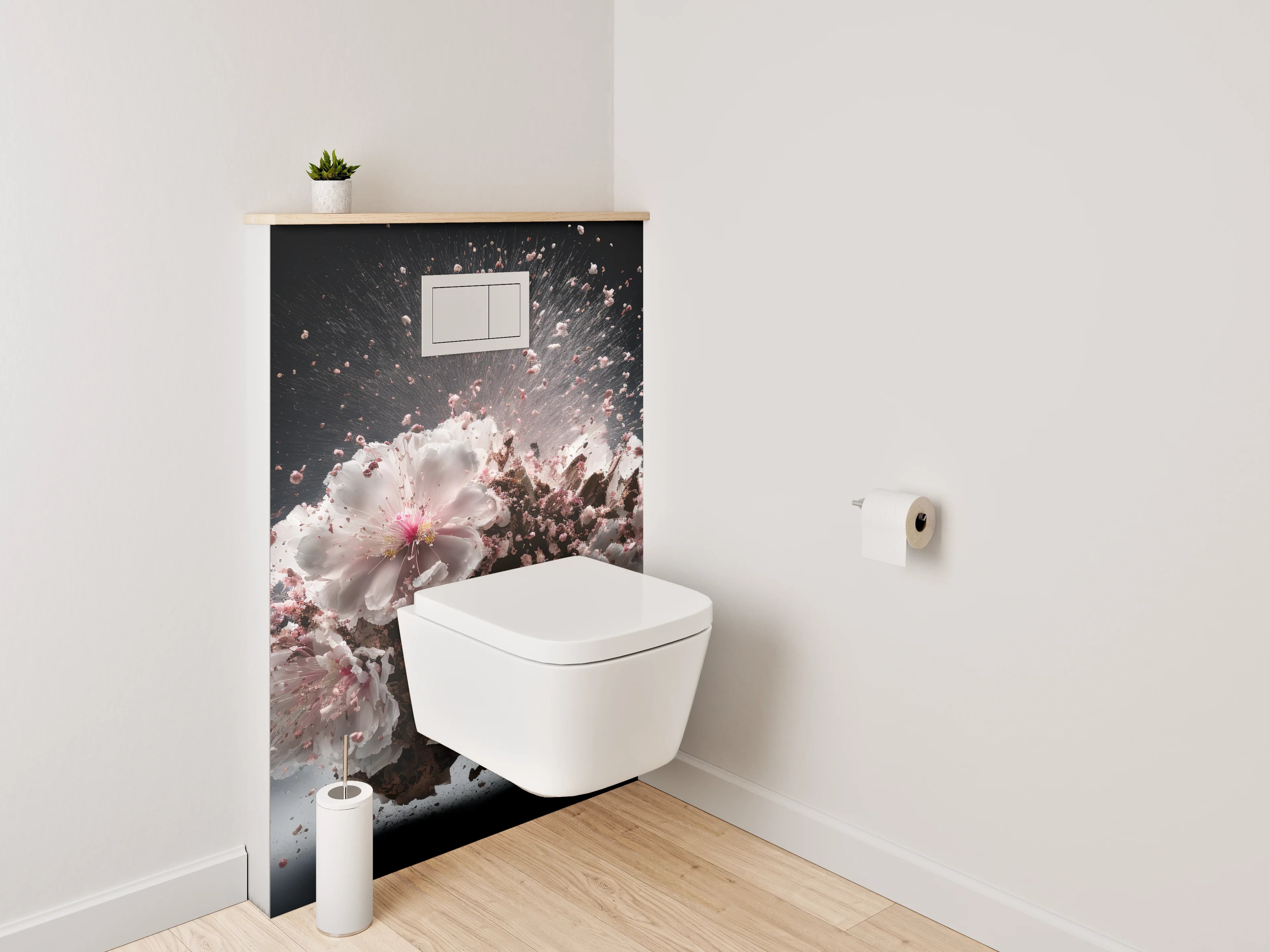 WC-Rückwand - Explosion aus Blüten und Eleganz