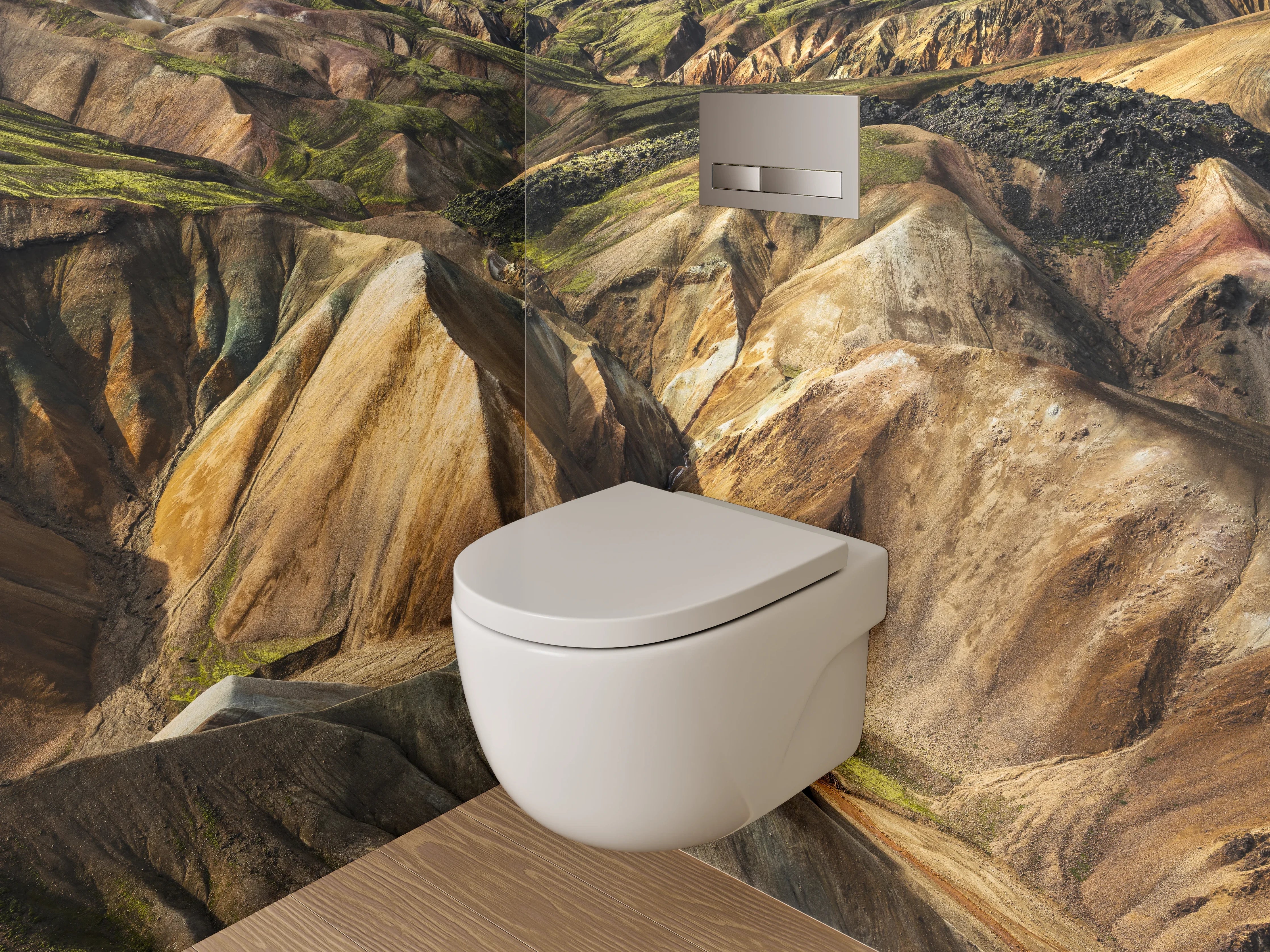 WC-Rückwand - Farbenfrohe Berge Island Landschaft