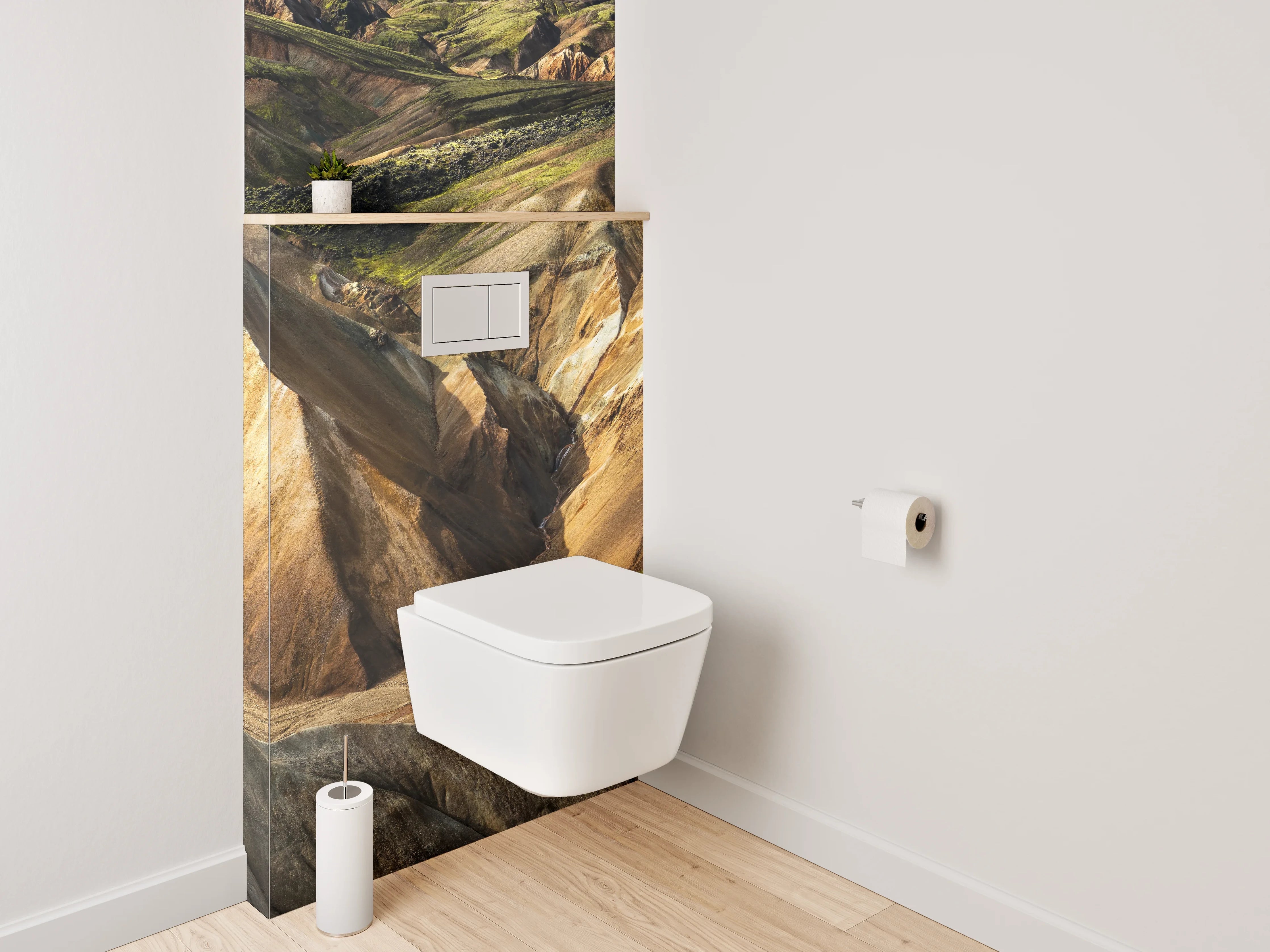 WC-Rückwand - Farbenfrohe Berge Island Landschaft