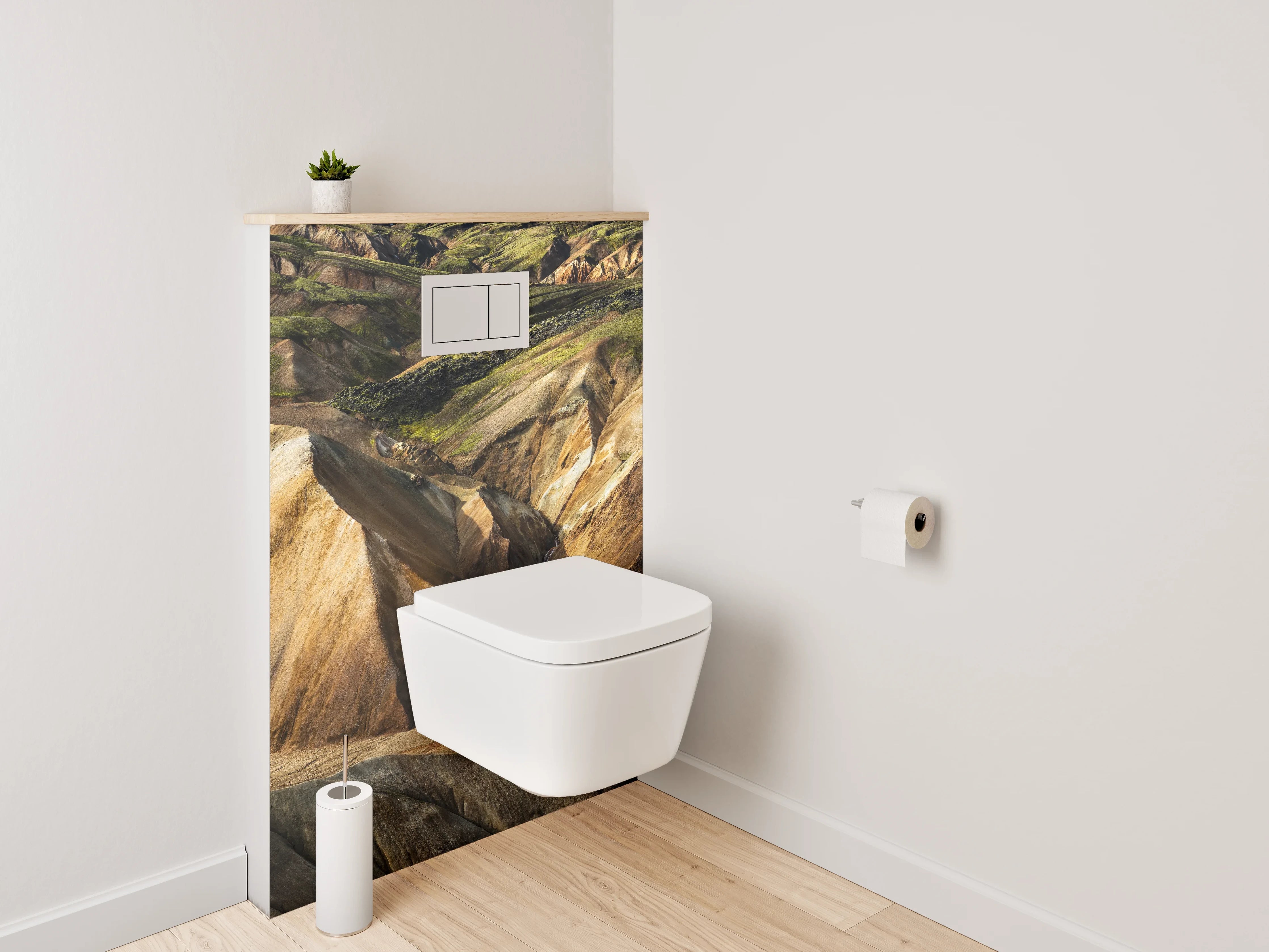 WC-Rückwand - Farbenfrohe Berge Island Landschaft